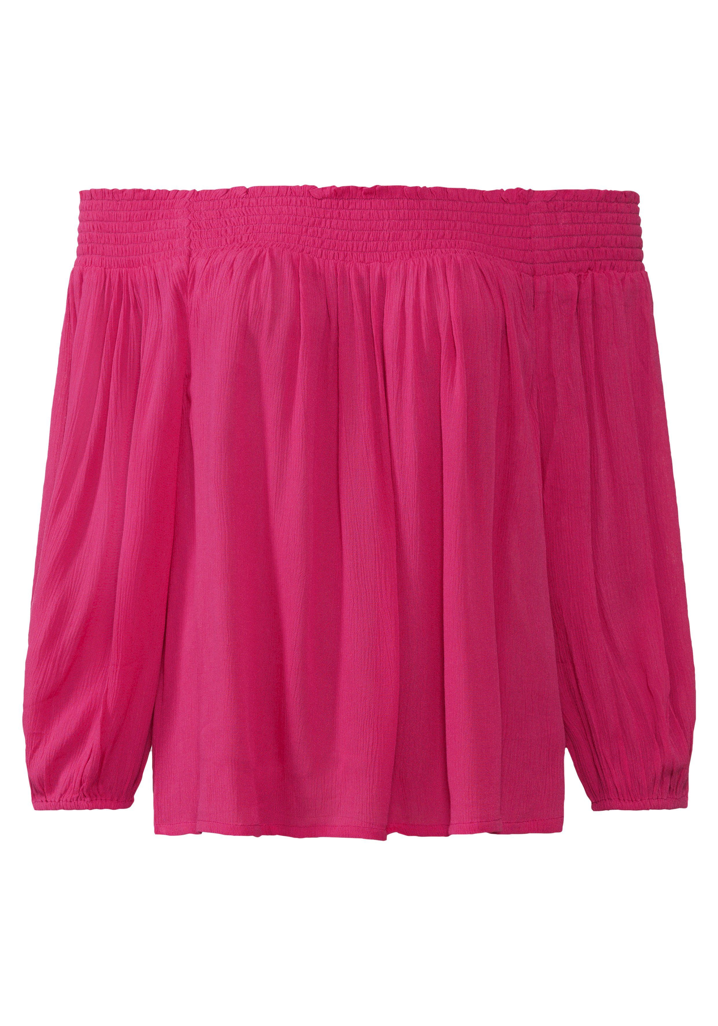 LASCANA Carmenbluse in leichter Crinkle-Optik, Damenbluse, schulterfrei günstig online kaufen