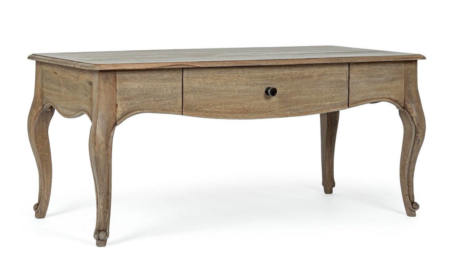 Natur24 Beistelltisch Beistelltisch Domitille 110x55x50cm Korpus aus Mangoholz mit Schublade