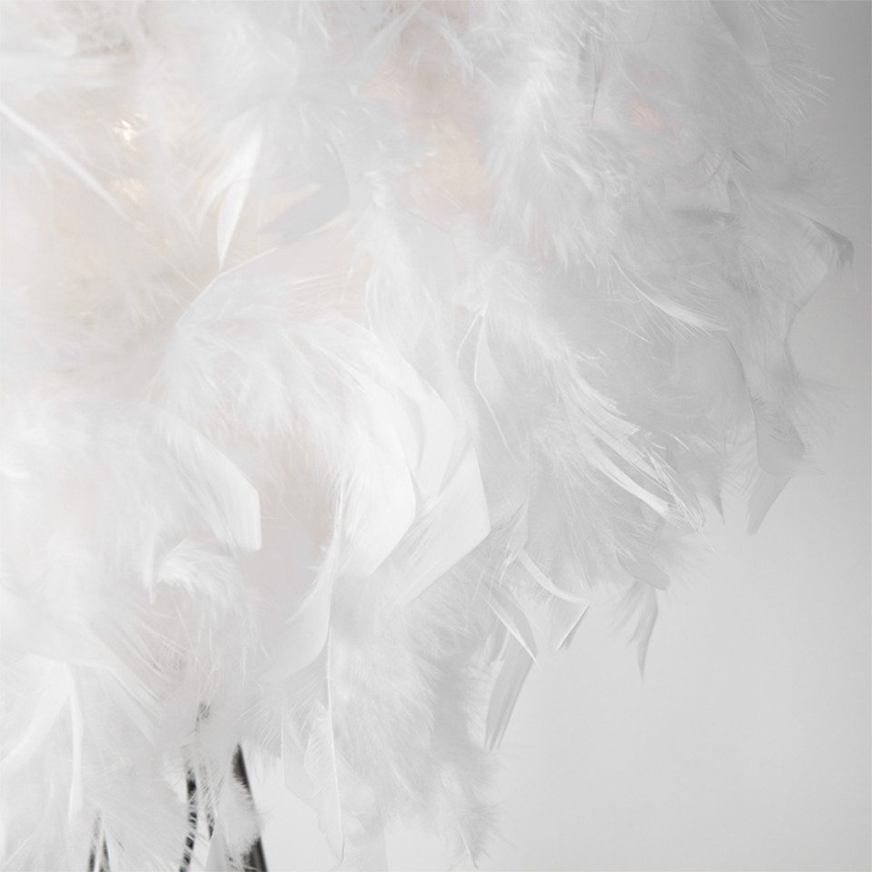 Qazqa Stehlampe Feather, ohne Leuchtmittel, Warmweiß, QAZQA Stehlampe, e27, Weiß, Stahl, Modern