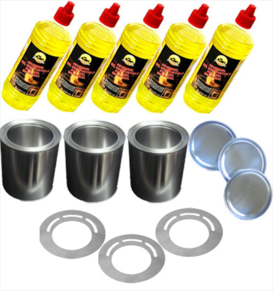Moritz Brennpaste Set 5L Brenngel 3 Blechdosen mit Sparplatten und Deckel, Kaminzubehör Brennstoff Dose wiederbefüllbar Brenner Paste