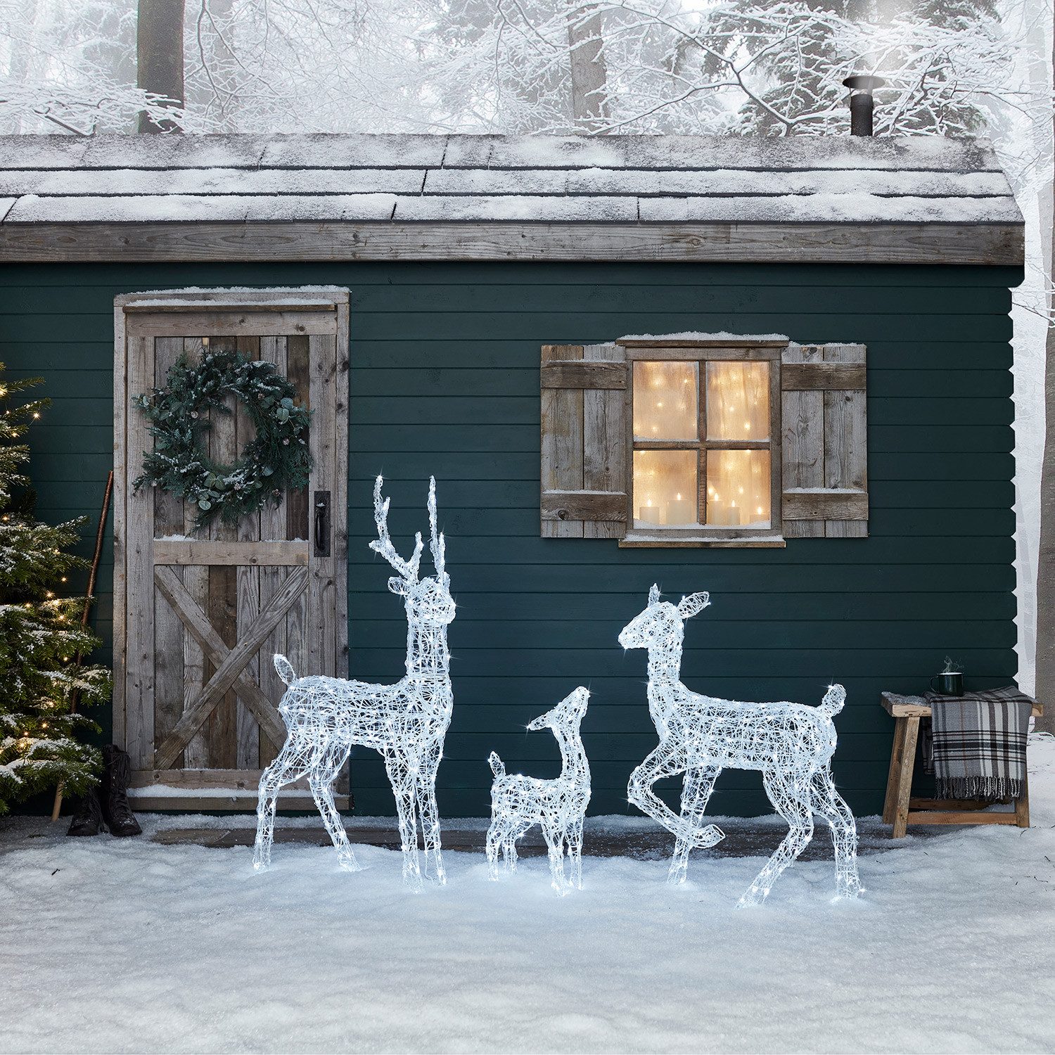 Lights4fun LED-Dekofigur LED-Rentier Hirsch M Swinsty, Weihnachtsbeleuchtung, Höhe: 120 cm