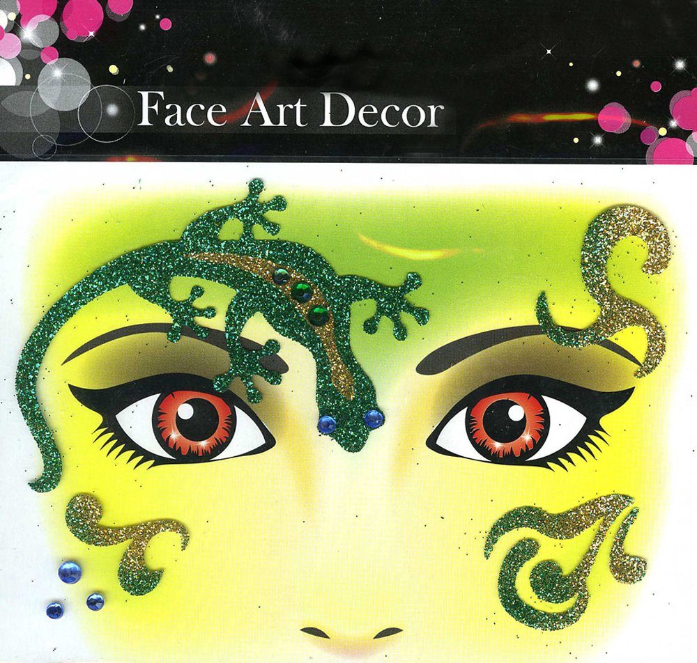 Das Kostümland Schmuck-Tattoo Face Art Decor Glitzer Tattoo Sticker Gecko