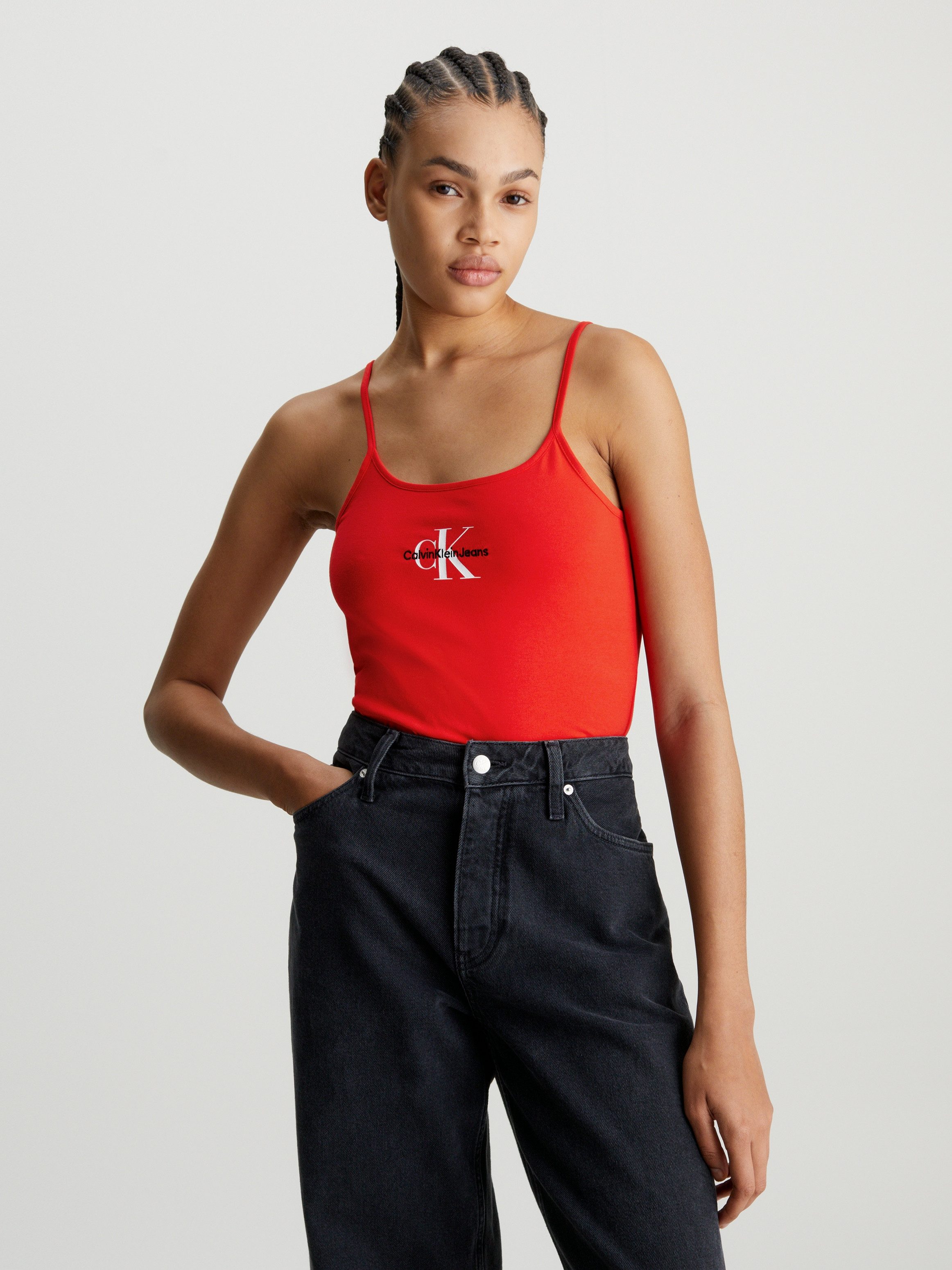 Calvin Klein Jeans T-Shirt MONOLOGO STRAPPY TANK TOP mit Logomarkenpatch