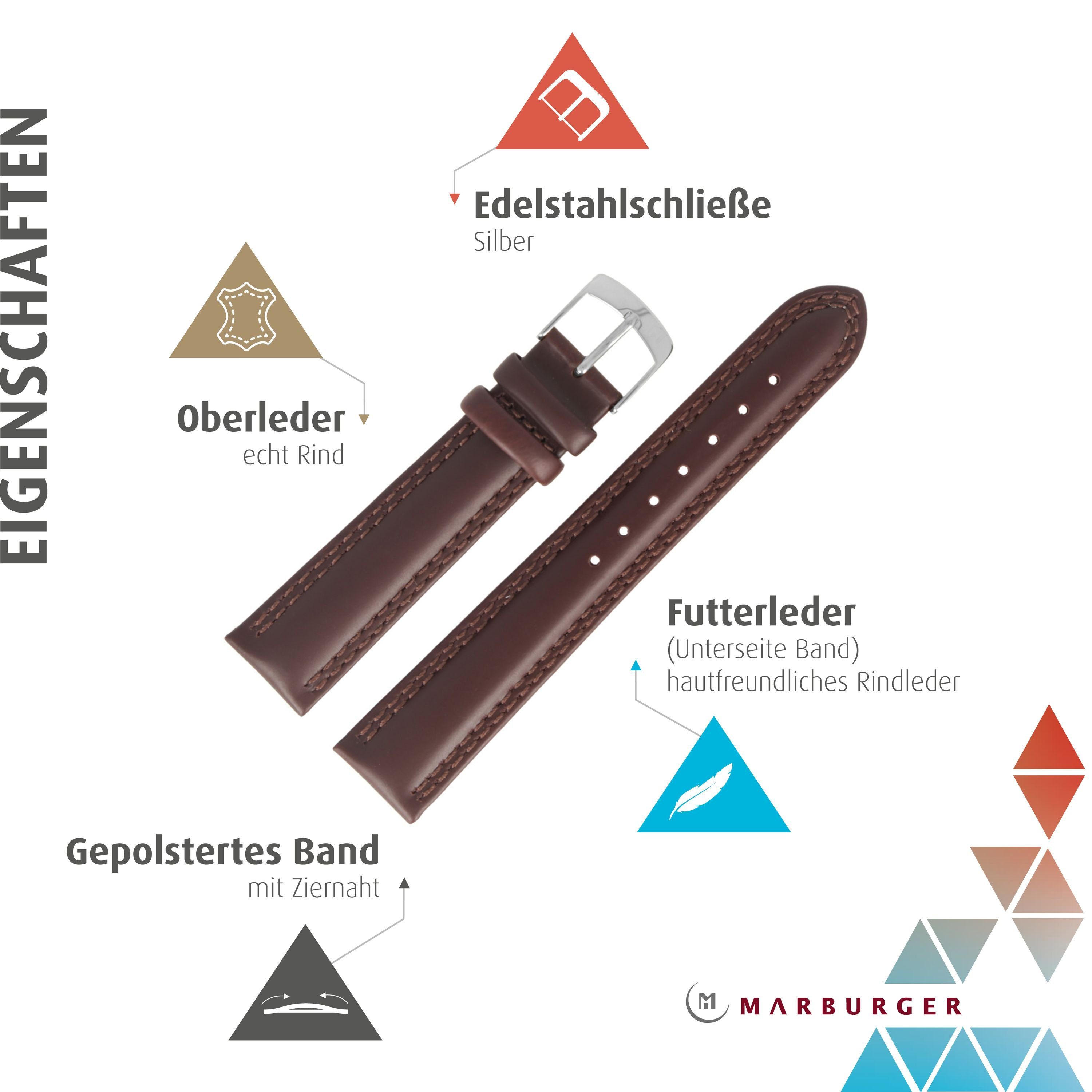 MARBURGER Uhrenarmband 20mm Leder günstig online kaufen