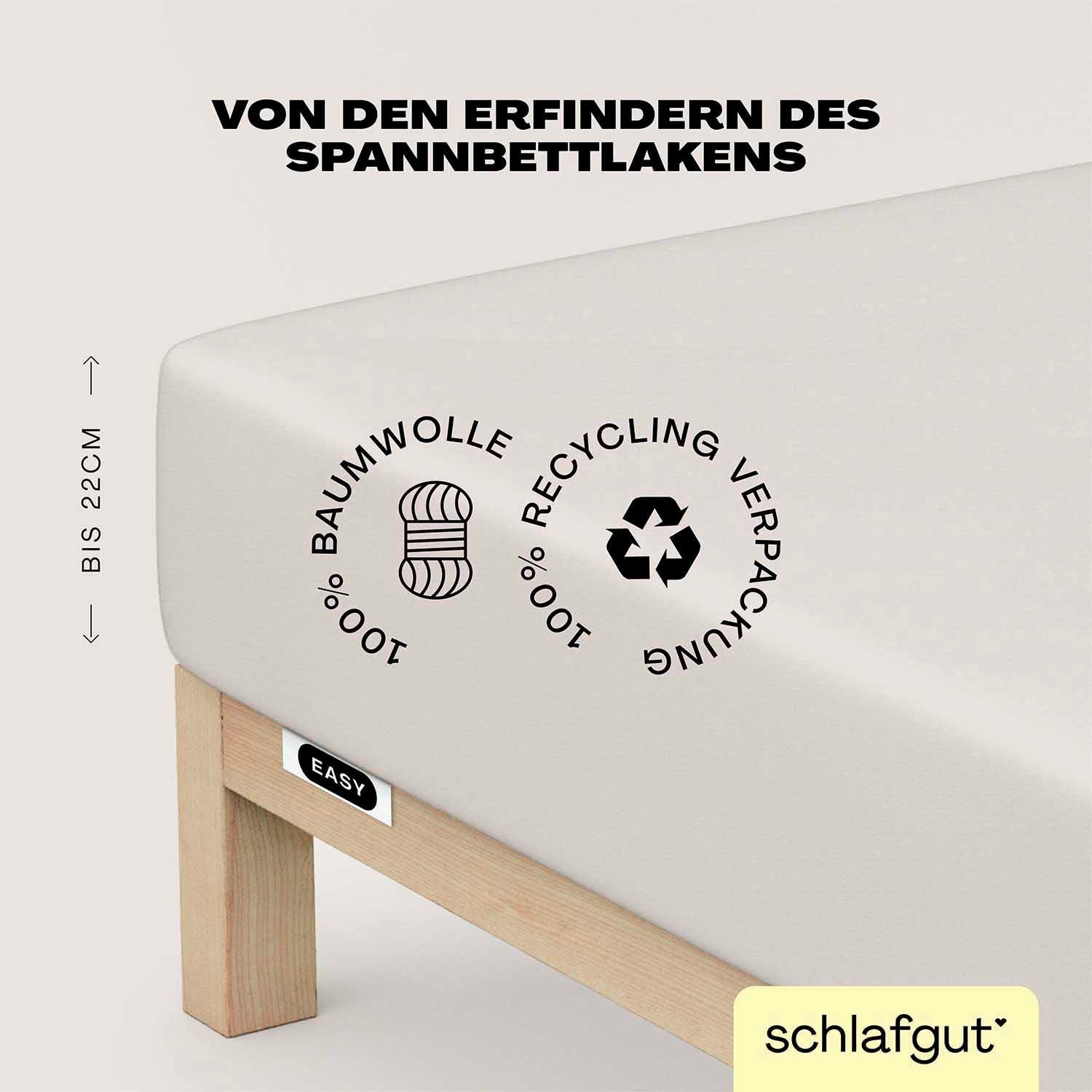 Schlafgut Spannbettlaken EASY JERSEY Bettlaken, 150 g/m², 100% Baumwolle, S günstig online kaufen