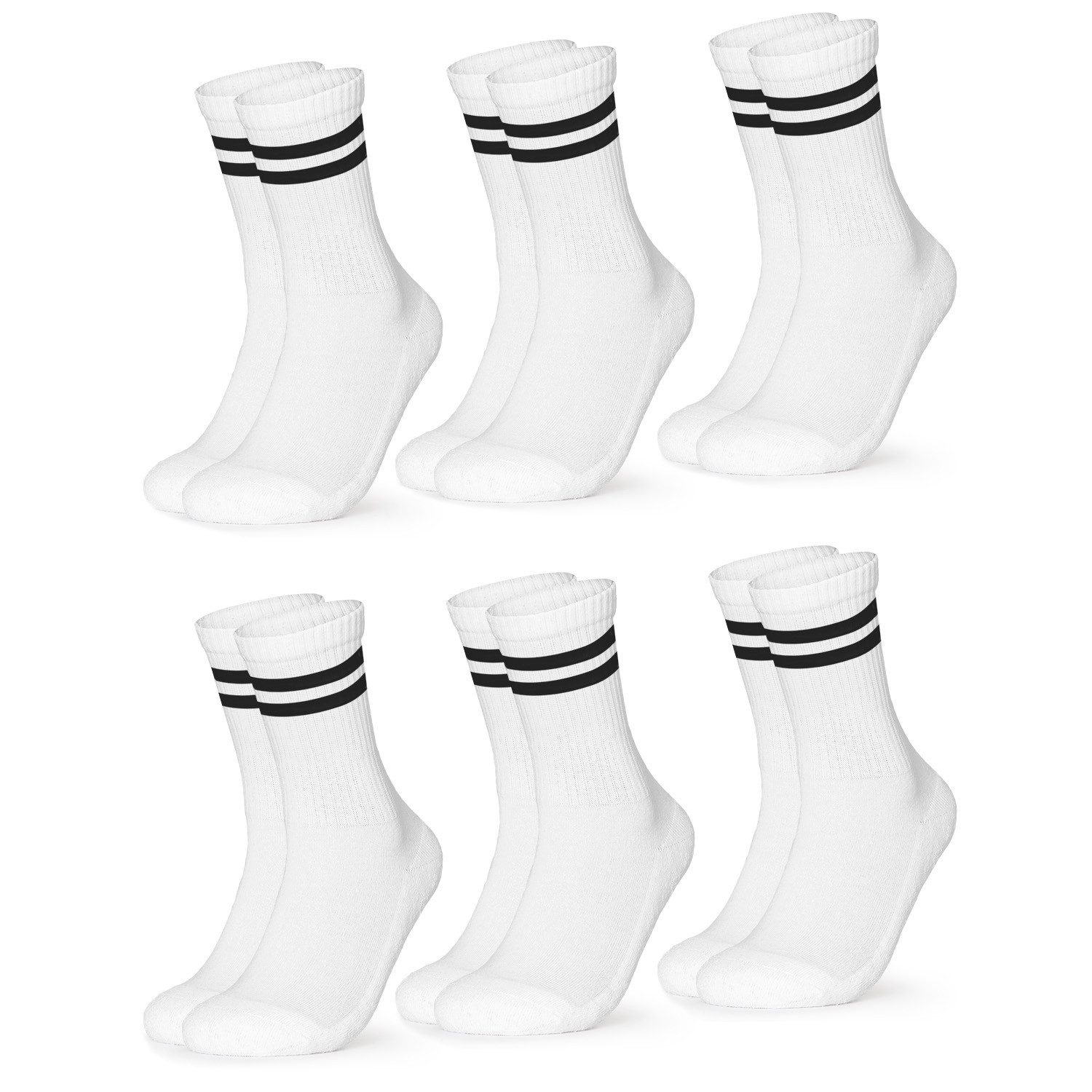 OCCULTO Tennissocken Damen Retro Tennis Socken 6er Pack (Modell: Serena) (6-Paar)