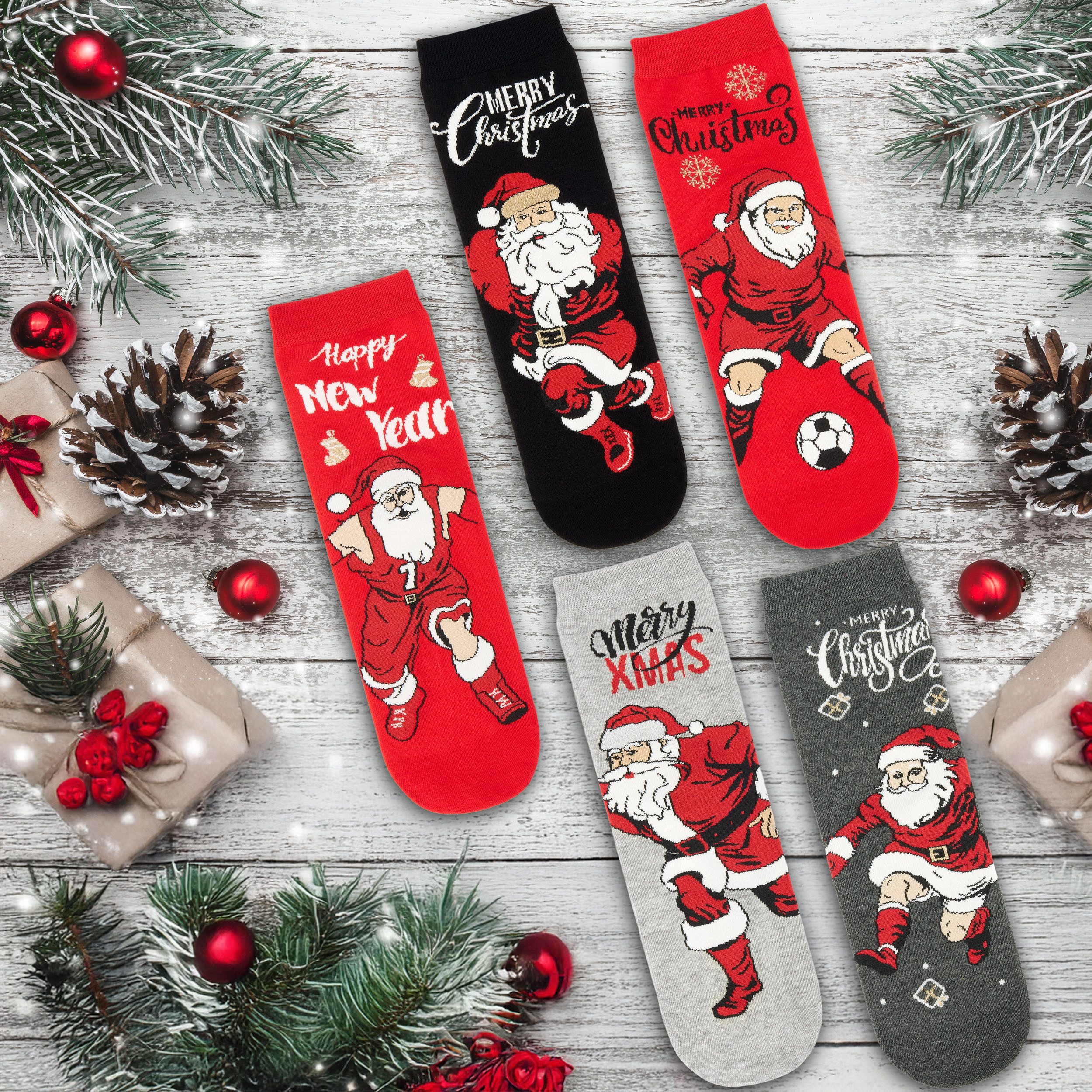 BRUBAKER Socken Lustige Herren Weihnachtssocken - Cool Santa (Geschenkset f günstig online kaufen