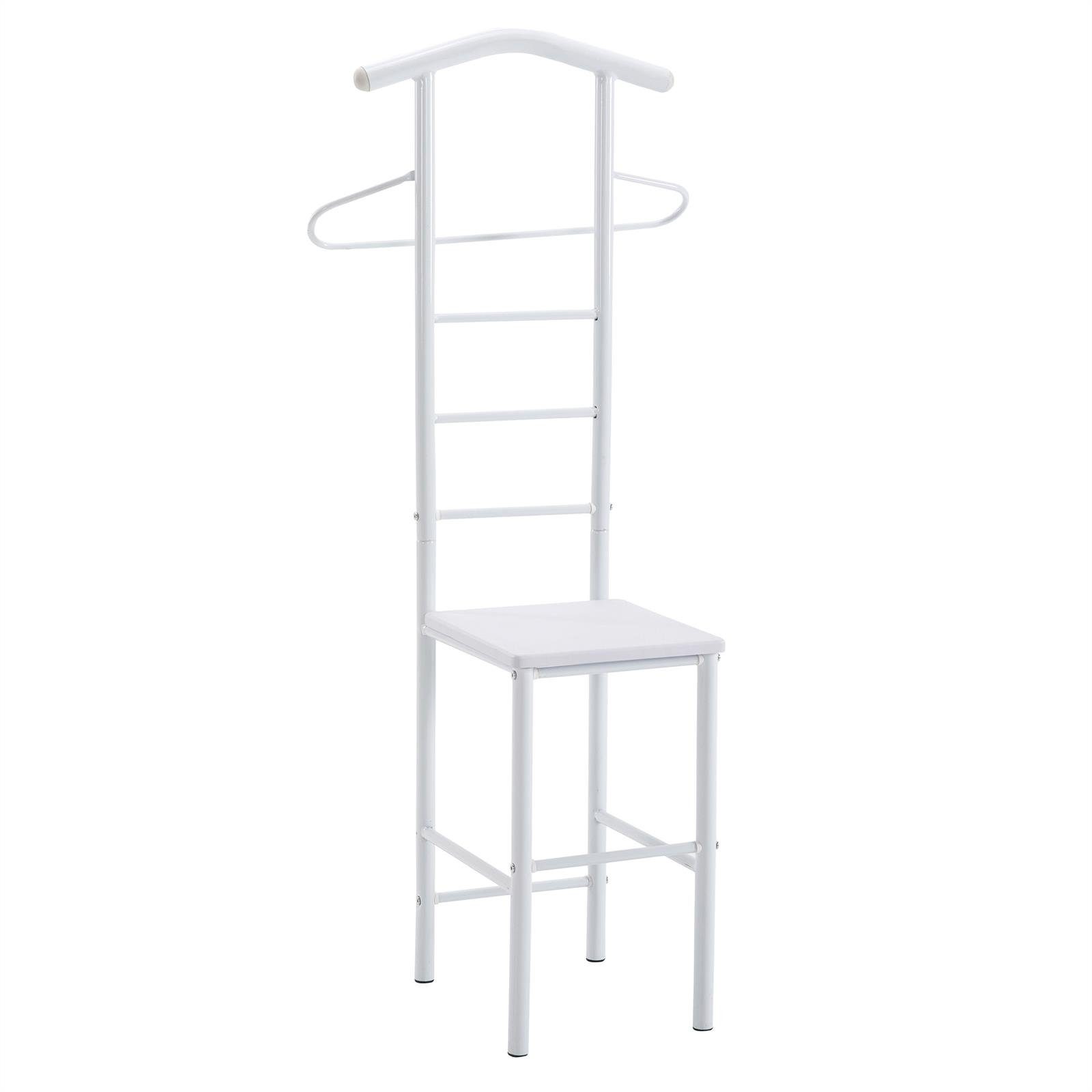 CARO-Möbel Herrendiener JIVO, Stummer Diener mit Hosenbügel Kleiderablage aus Metall weiß