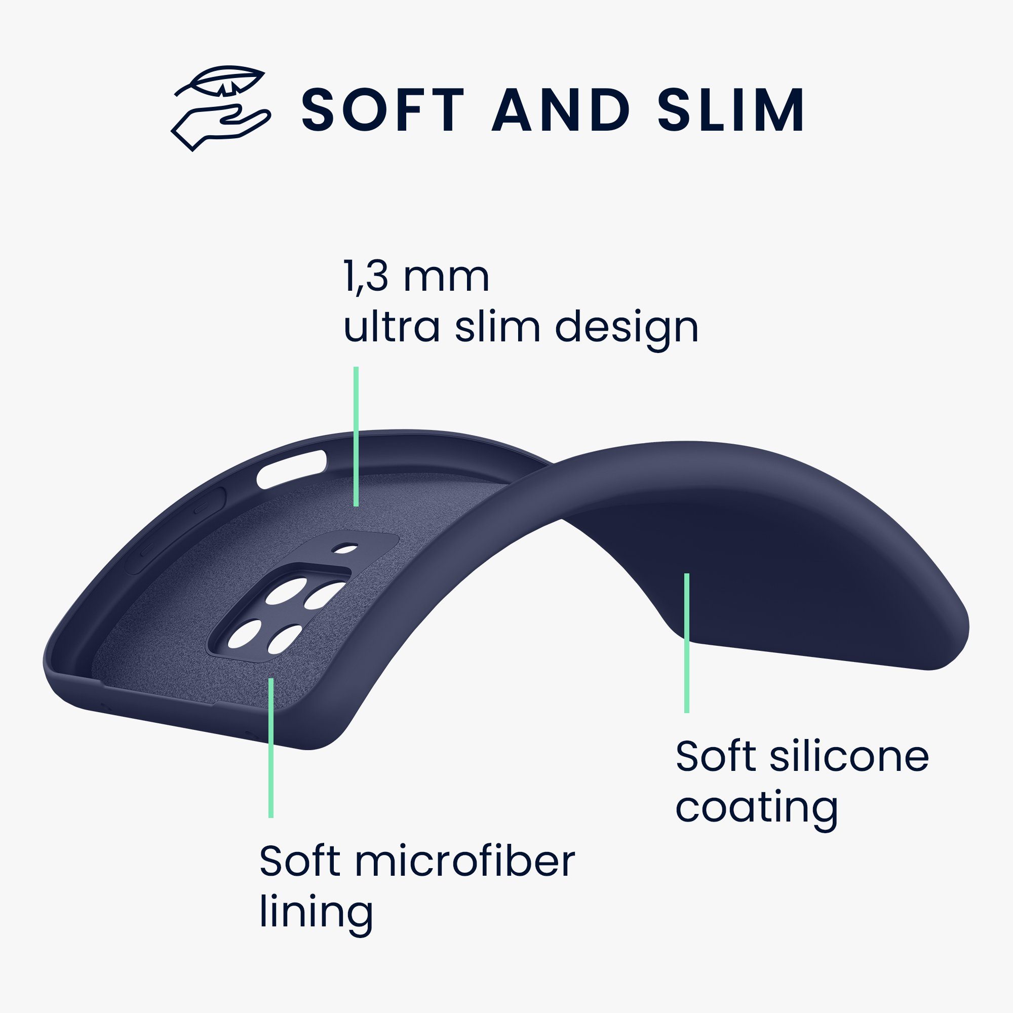 kwmobile Handyhülle Slim Case für Xiaomi Redmi Note 9S / 9 Pro / 9 Pro Max, Hülle Silikon Handy - Handyhülle gummiert – Bild 2 von 5