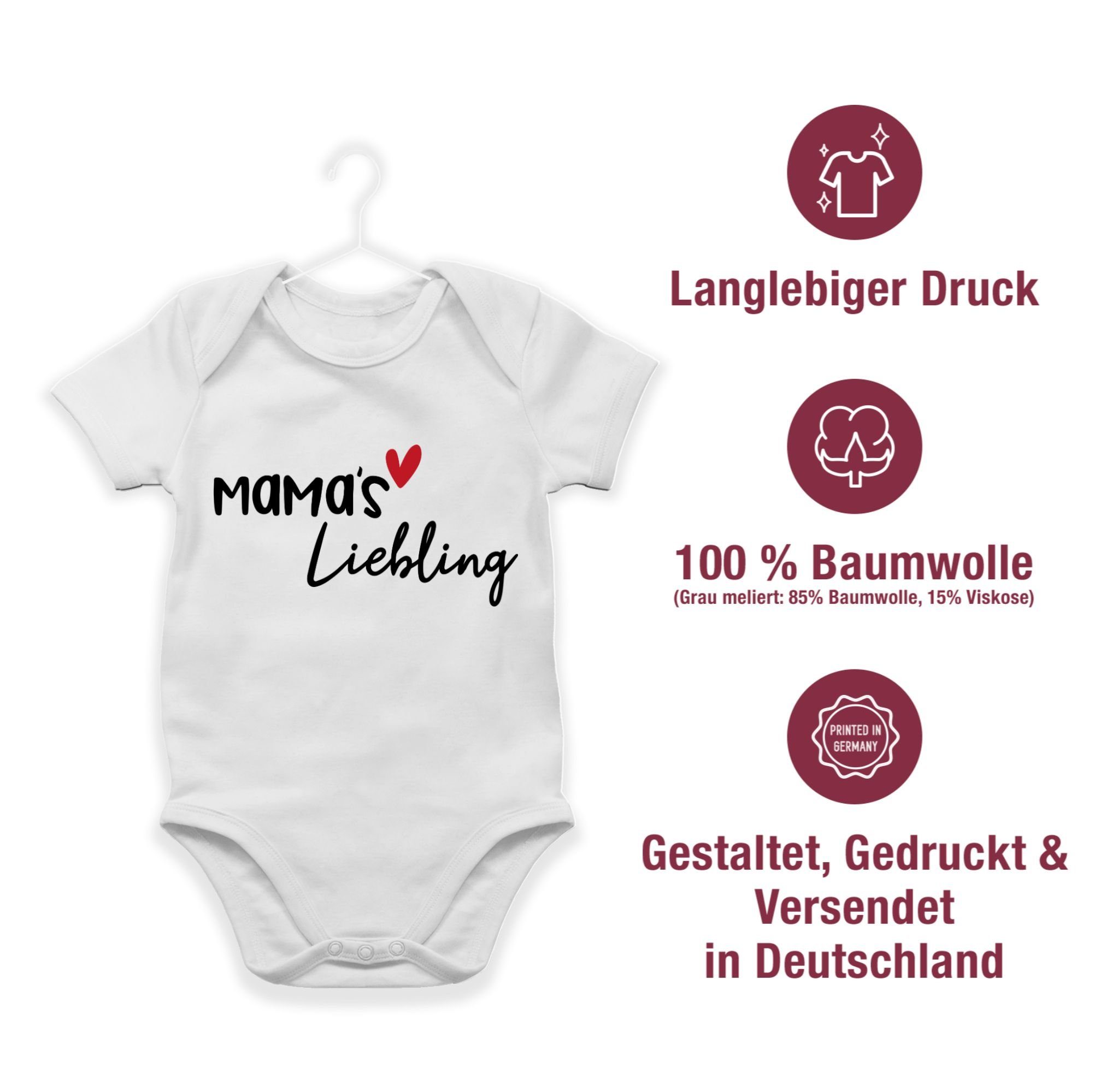 Mamas Liebling Shirtbody (1-tlg) Muttertagsgeschenk Weiß Shirtracer 1