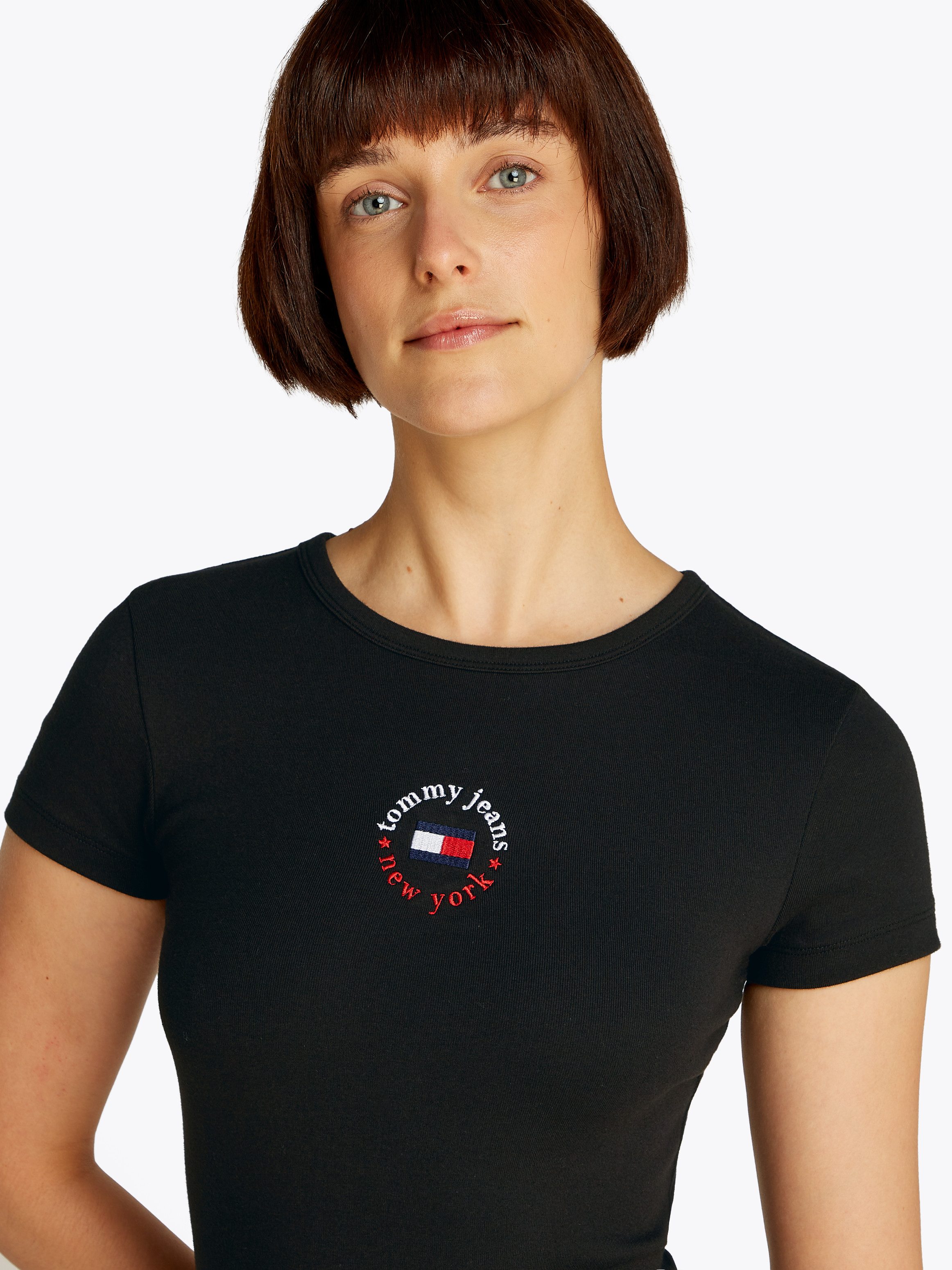 Tommy Jeans Jerseykleid TJW BODYCON LOGO 2 DRESS mit Logostickerei, mit Kurzarm, in Midi-Länge