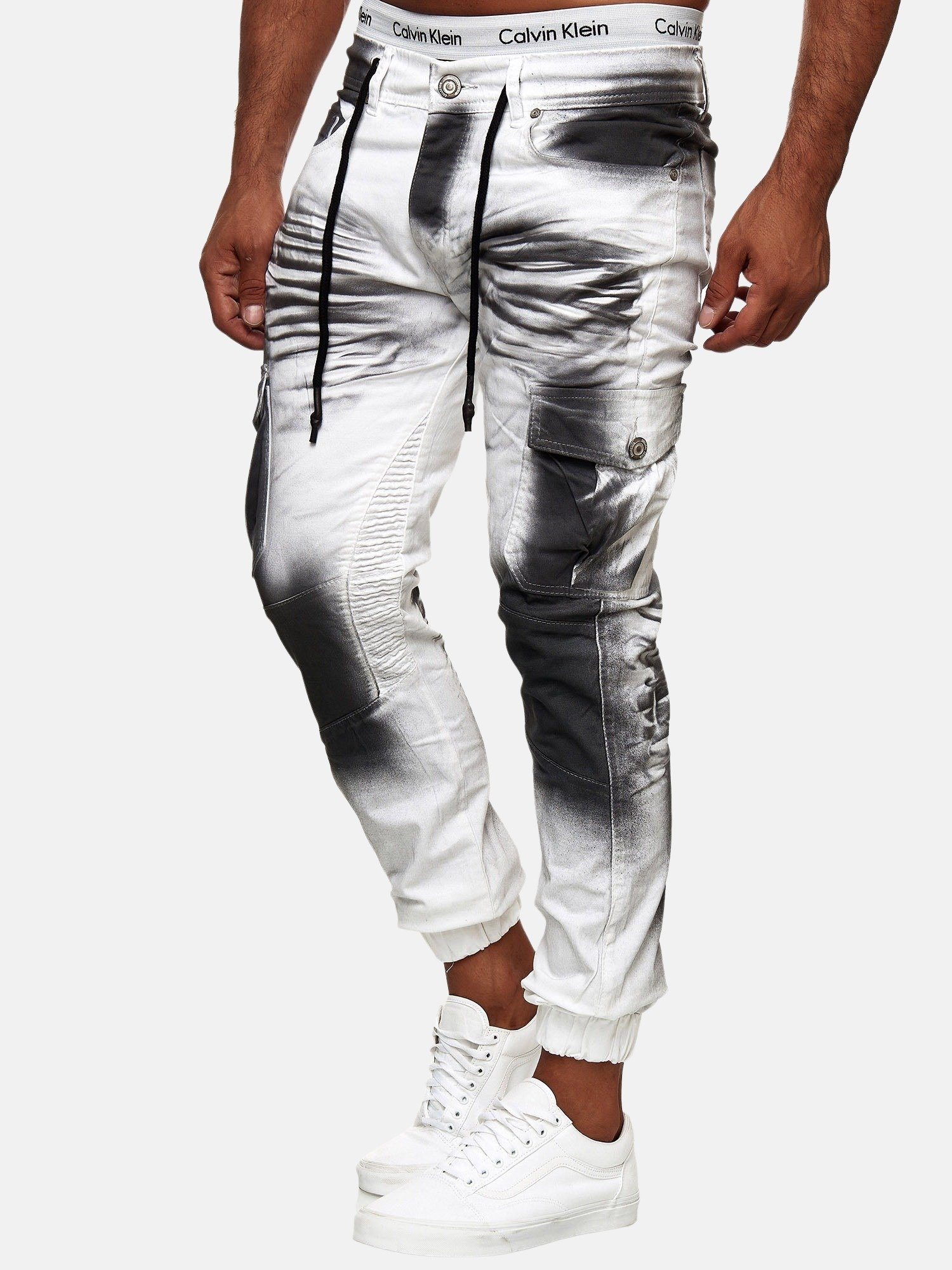 OneRedox Straight-Jeans 3207C (Chino Cargohose Streetwear, 1-tlg) Freizeit Business Casual Dirty White