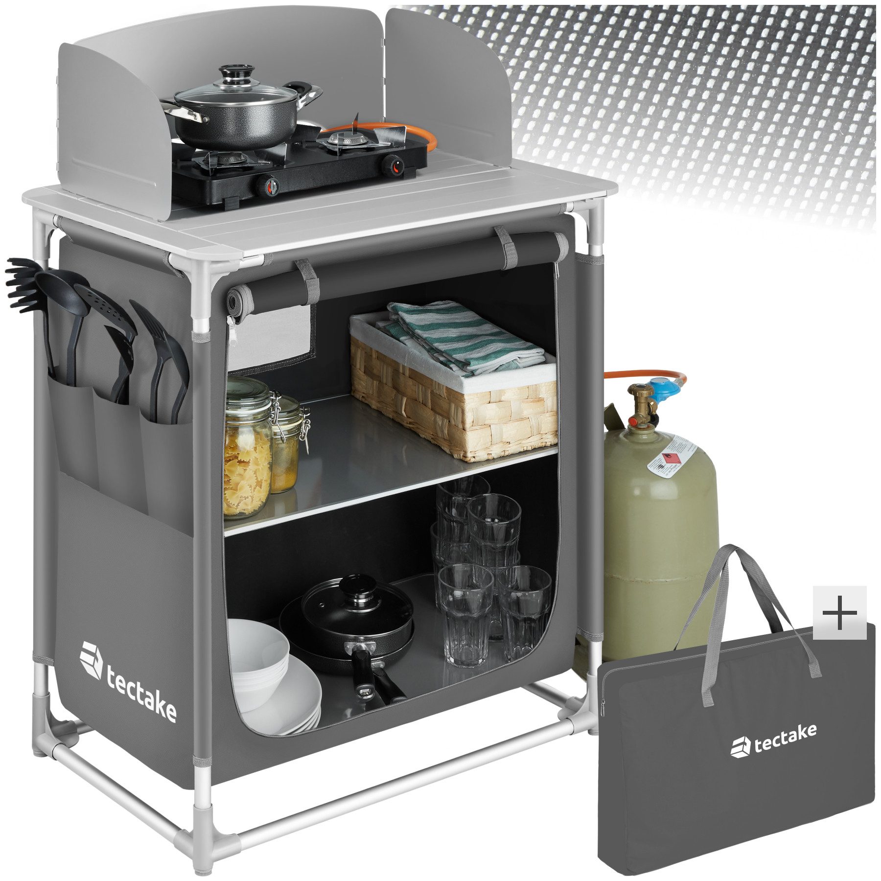 tectake Campingtisch Campingküche Premium mit 2 Fächern (1-St., 1 tlg), Seh günstig online kaufen