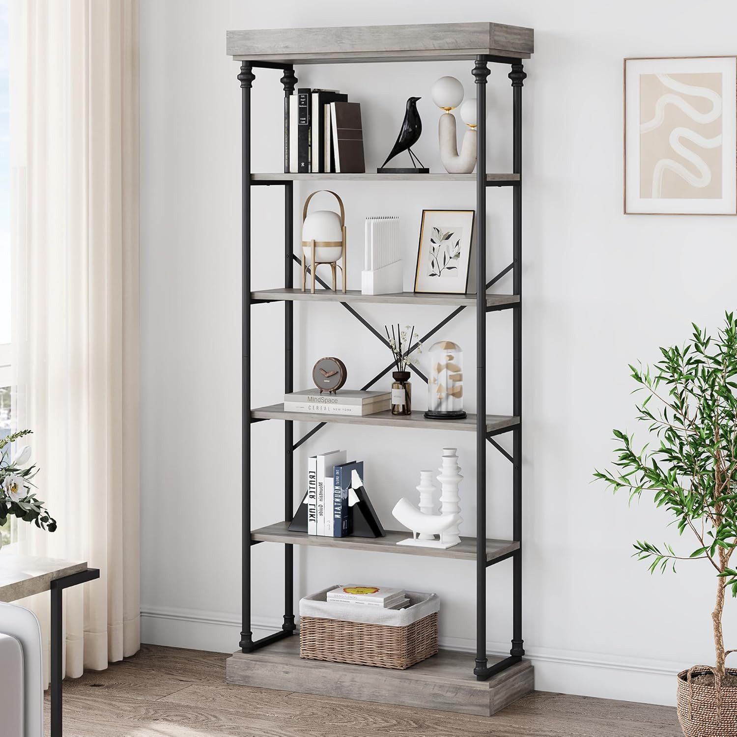 GarveeMore Bücherregal mit 6 Ebenen,Industrie-Bücherregal aus günstig online kaufen