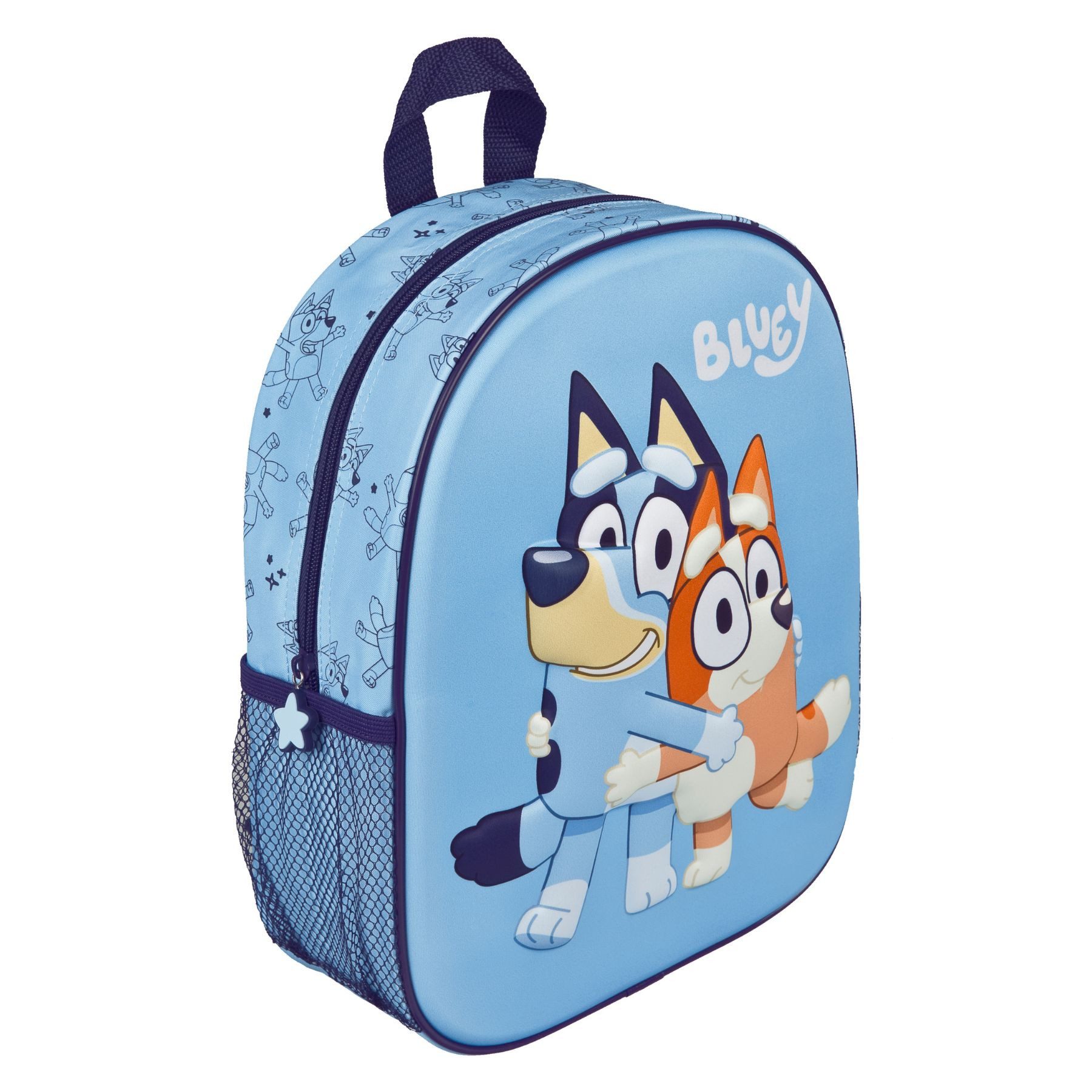 Bluey Kinderrucksack 3D blau Backpack für Kindergarten Schule Freizeit und Reise