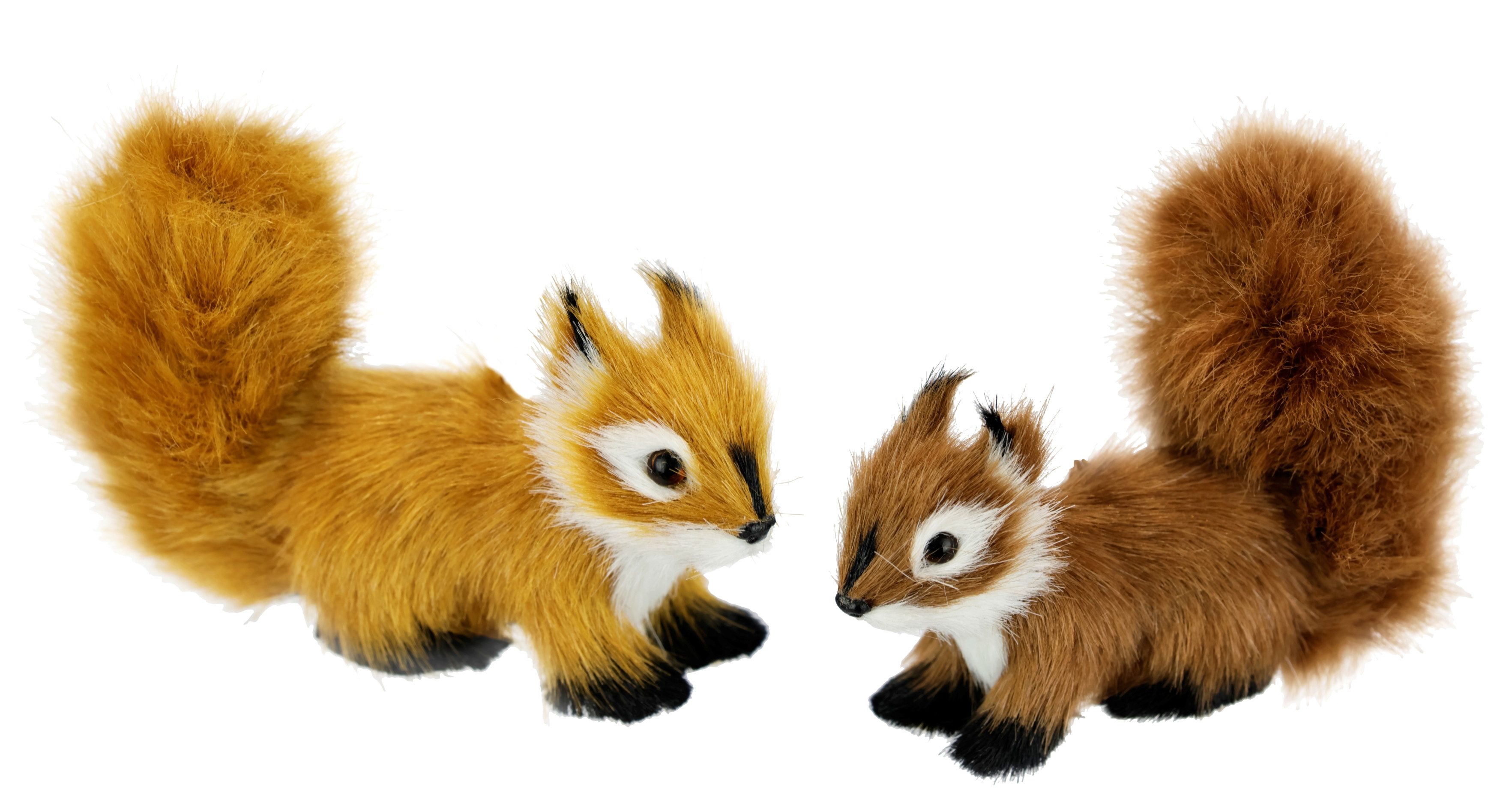 I.GE.A. Dekofigur Tierfigur mini Eichhörnchen 2er Set (2 St), Kunstfell Statue Ornamente Pelz Plüschtier Wald-Pelztier Waldtier