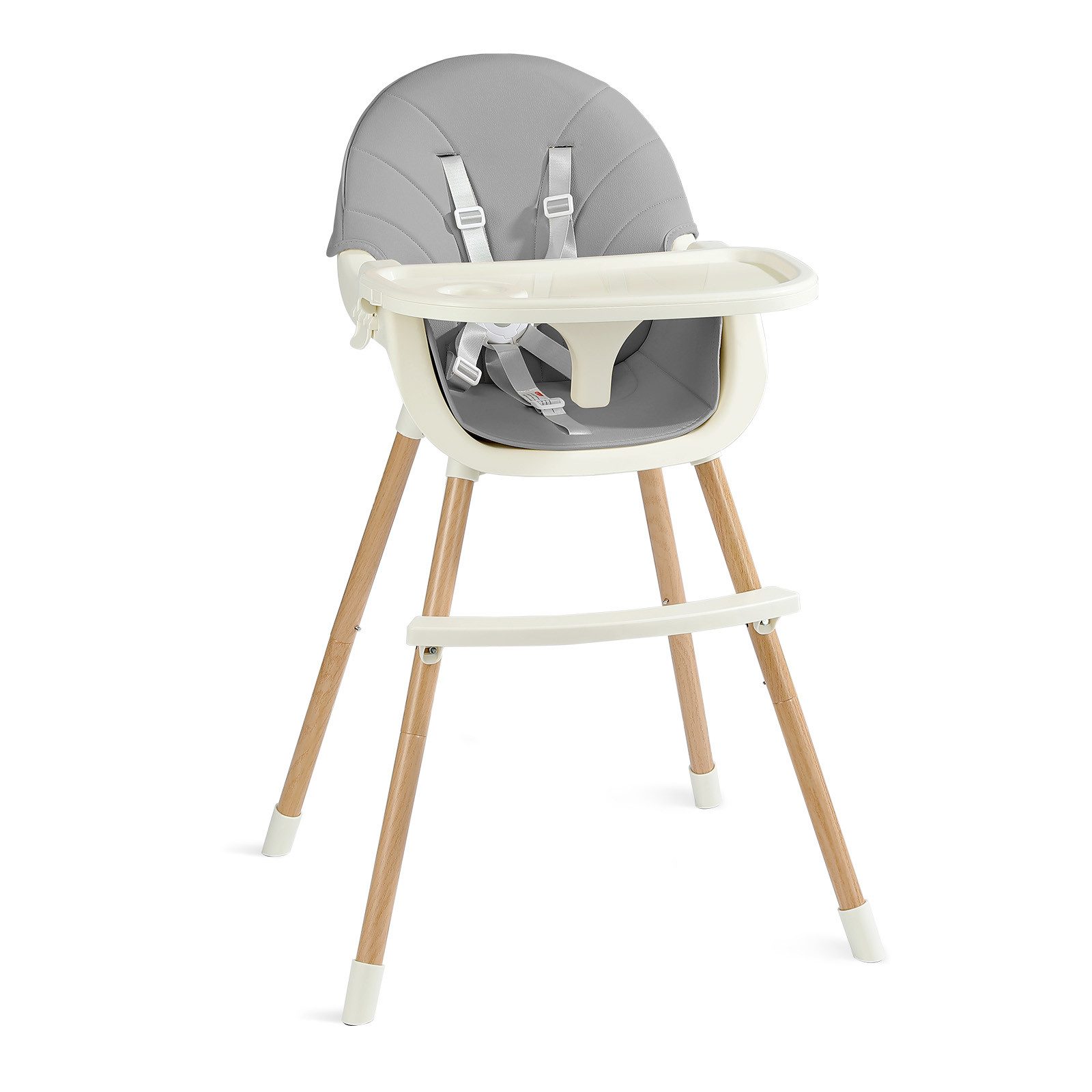 Dripex Kinderstuhl Baby Essstuhl höhenverstellbar mit Holzbeinen, Tablett