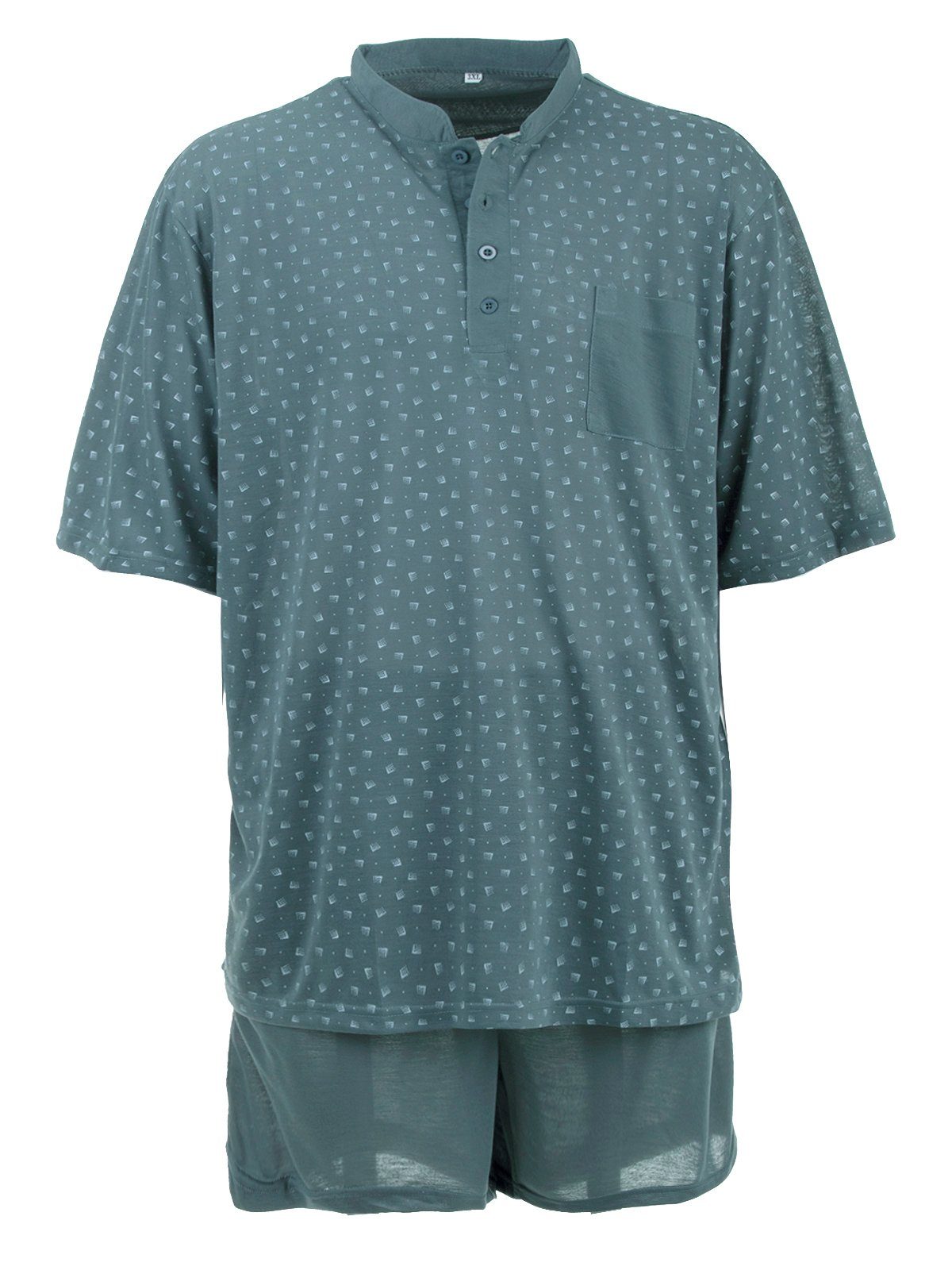 Lucky Schlafanzug Pyjama Set Shorty - Rechteck grün