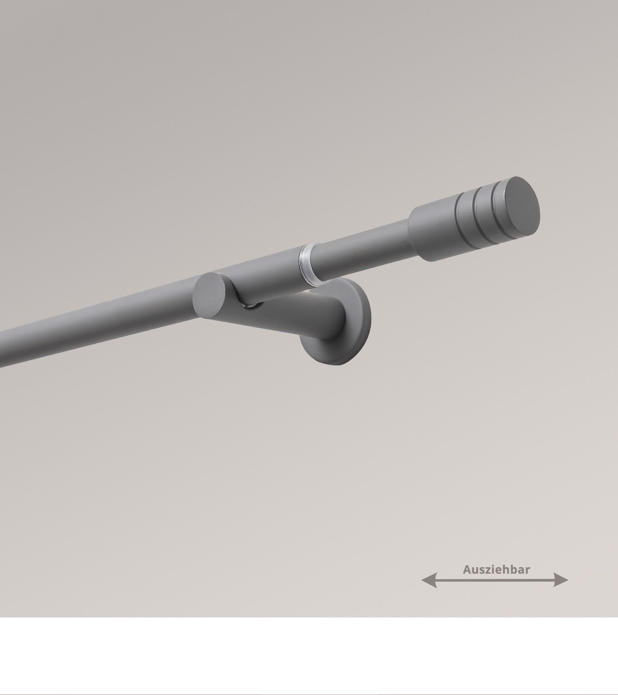 Gardinenstange Jaspis Zylinder Stange 16/19mm, LYSEL®, L 120-210 cm steingrau