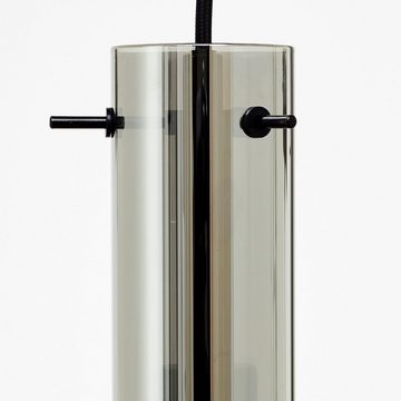 Lightbox Pendelleuchte, ohne Leuchtmittel, Hängelampe mit Rauchglas, 199 cm Höhe, 95 cm Breite, 5 x E14, schwarz
