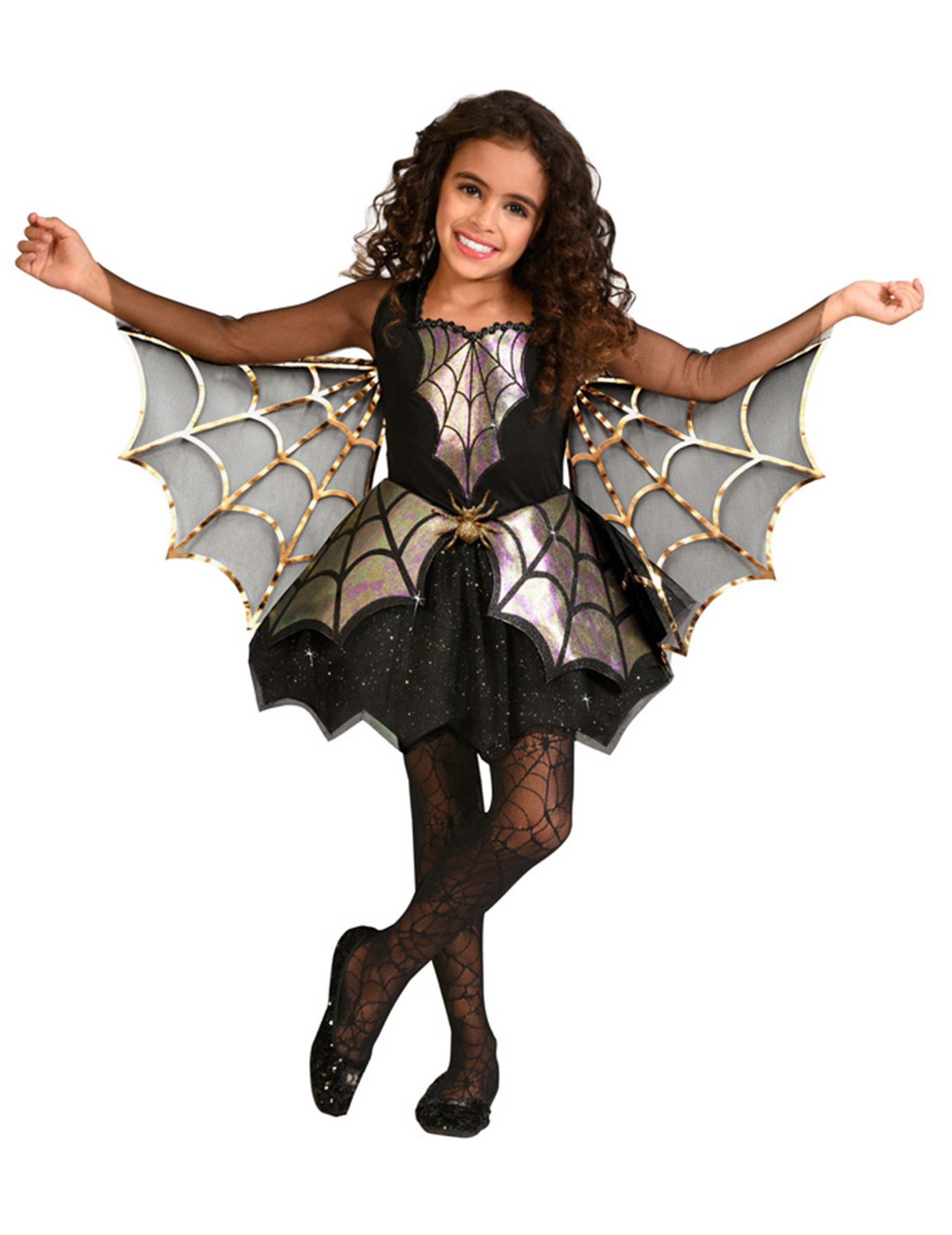 Riethmüller Hexen-Kostüm Niedliches Spinnen-Kostüm für Mädchen Halloweenkostüm schwarz-gold