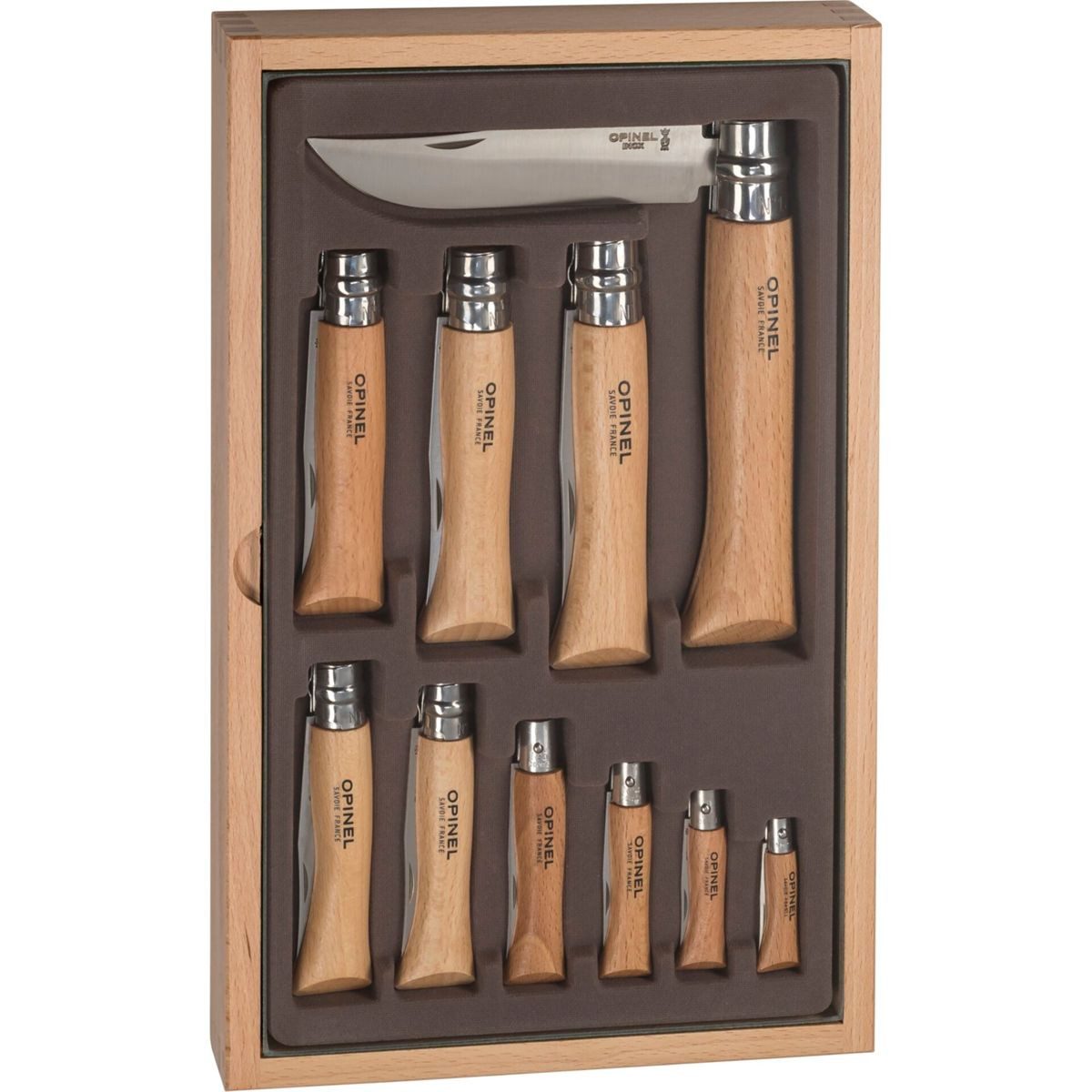Opinel Universalmesser Holzkassette 10 Opinel Messer