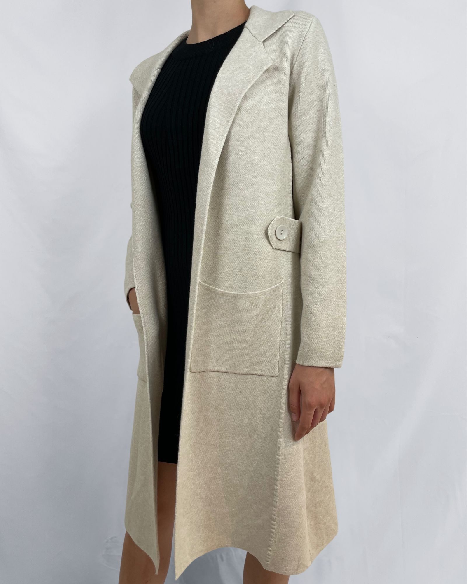 ITALY VIBES Longstrickjacke TONJA - Strickmantel - elegante Jacke - Mantel - Strickjacke - ONE SIZE passt hier Gr. S - XL