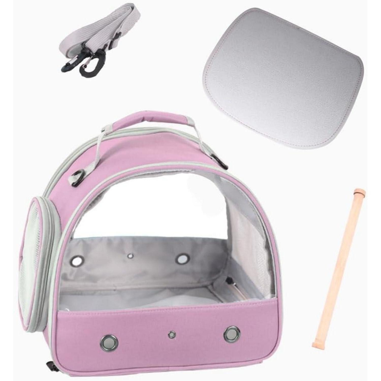 LuxusKollektion Tiertransporttasche Vogeltrage Papageien Sittiche Matte Holzstange Rosa Pink