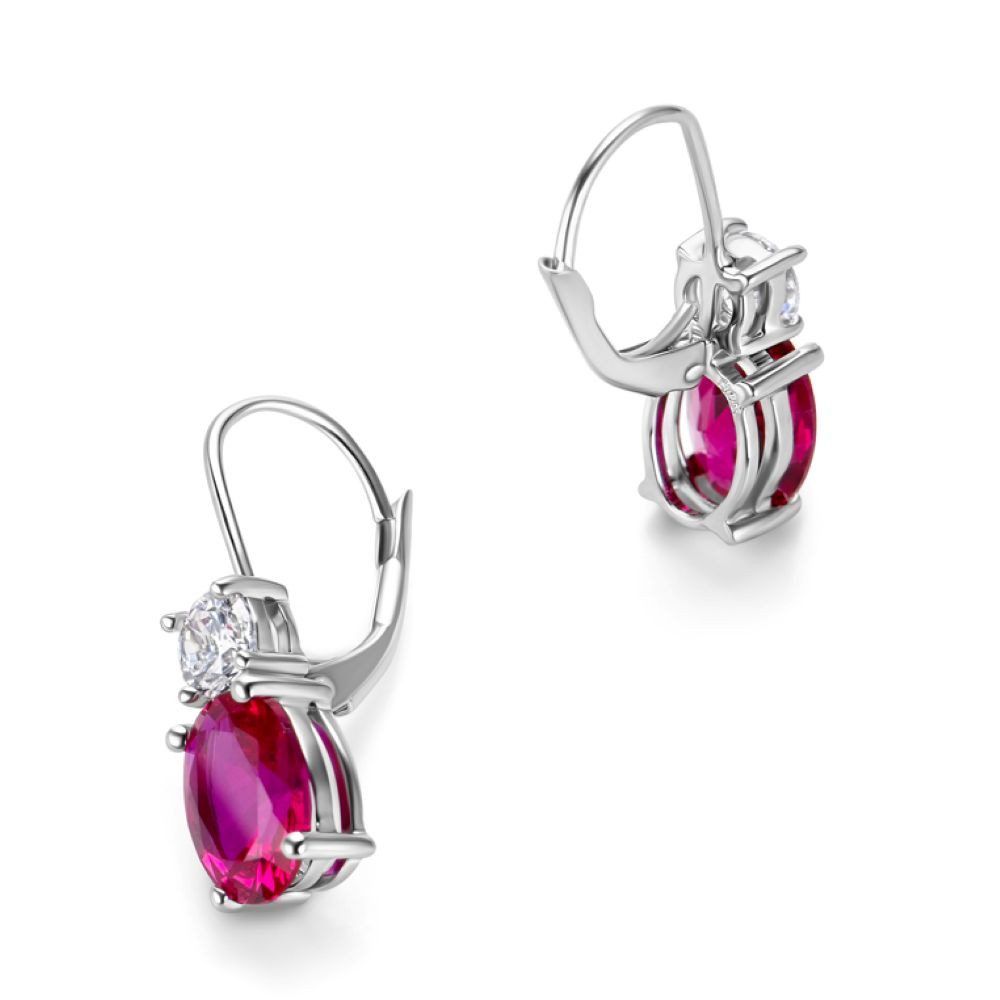 Miore Paar Ohrhänger SAS011E - 925 Sterling Silber mit Rubinen 2 Kt & Zirkonia 0.9 Kt, Ohrringe für Damen in Echtsilber – Bild 4 von 5