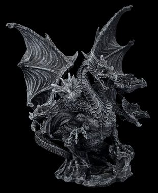 Figuren Shop GmbH Fantasy-Figur Drachenfigur fünfköpfig - Dark Hydra - Fantasy Dekofigur Drache Deko