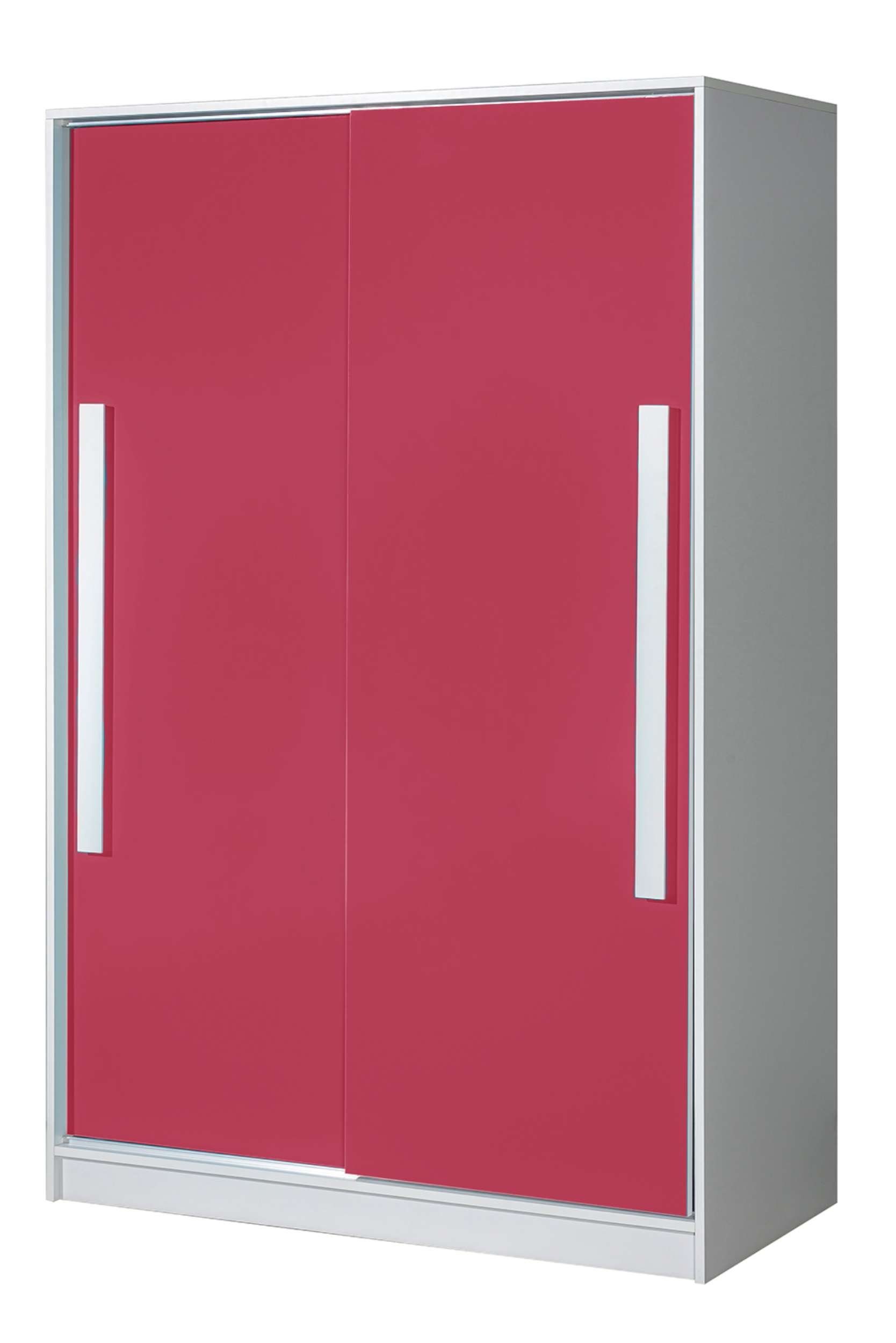 Stylefy Kinderkleiderschrank Goldie V (Standschrank, Mehrzweckschrank) 2 Schiebetüren, viel Stauraum, Design Modern, für Kinder Weiß - Rosa