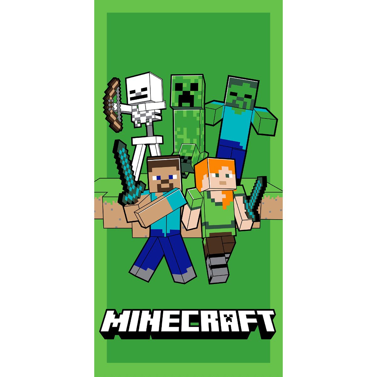 Minecraft Strandtuch Strandtuch 70 x 140 cm Microfaser Badetuch, (Packung)