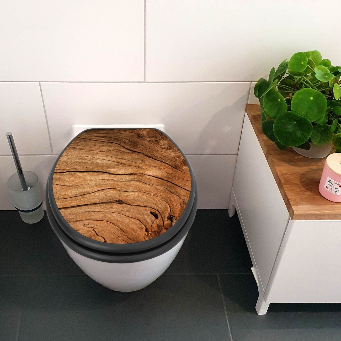 banjado WC-Sitz Anthrazit Motiv Trockenes Holz (umweltfreundliches Material günstig online kaufen