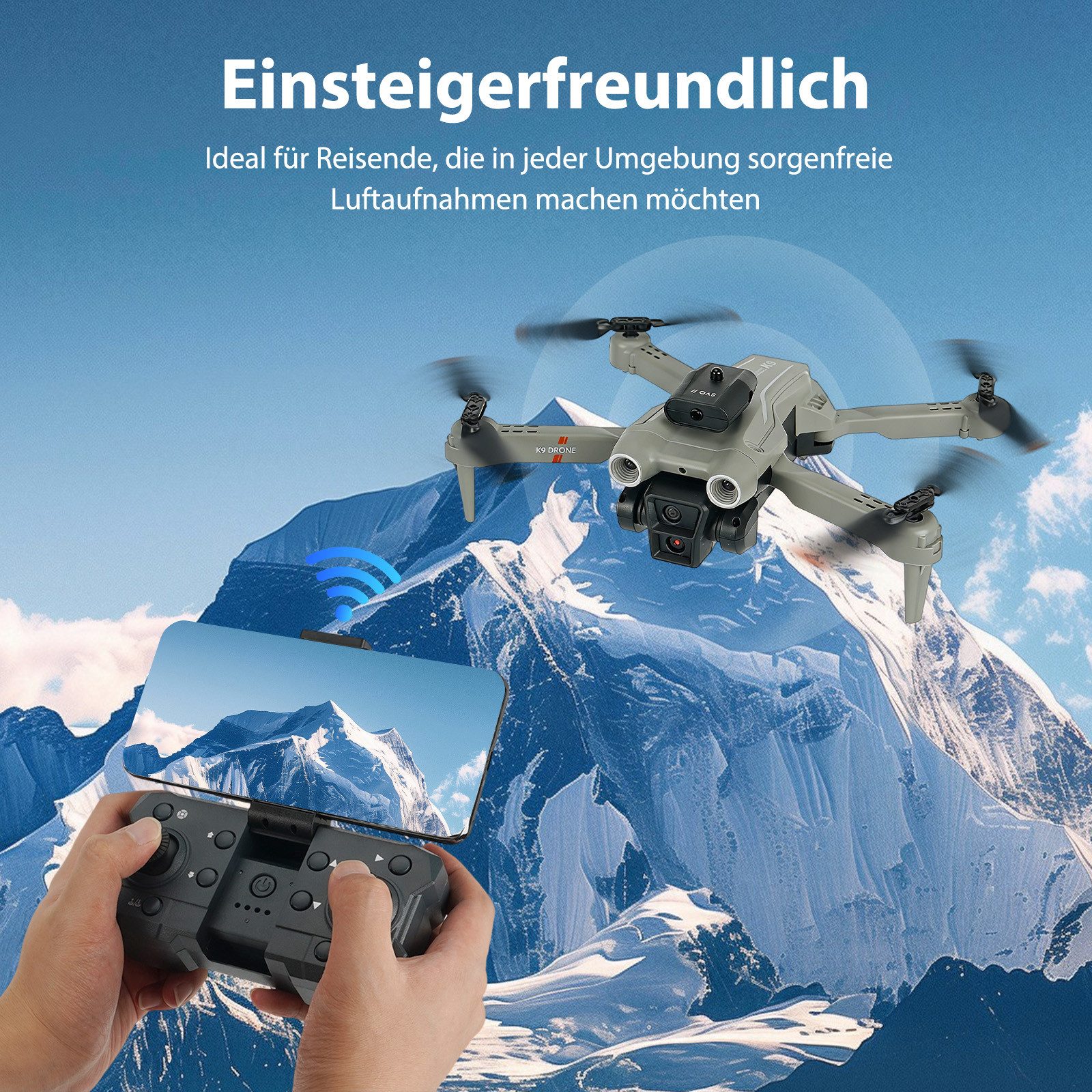 AKKEE mit Kamera 4K, RC Quadcopter mit Kamera Faltbare FPV Drone Drohne (4K, mit 3 Batterien Hindernisvermeidung, für Kinder Anfänger)