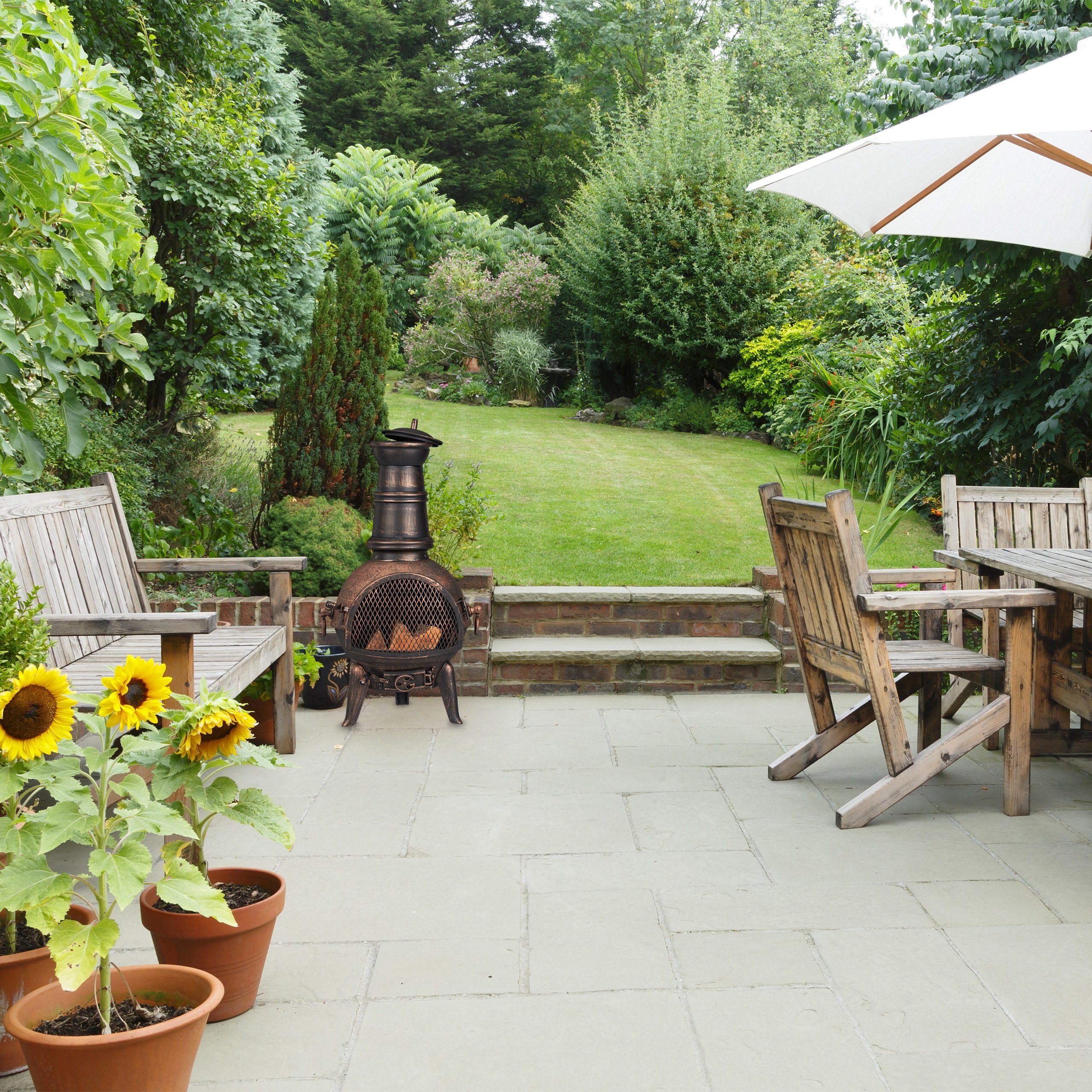 relaxdays Feuerkorb Terrassenofen in Bronze günstig online kaufen