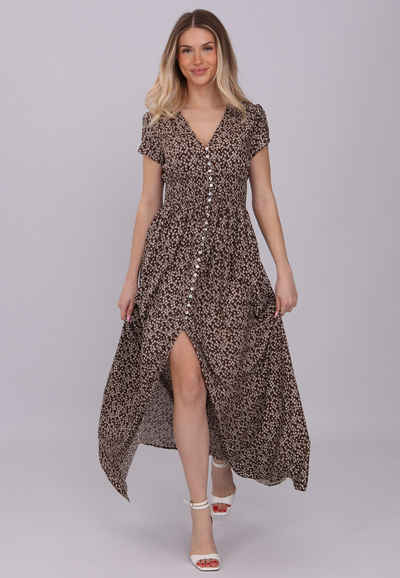 YC Fashion & Style Sommerkleid "Blumiges Viskose Maxikleid mit Seitenschlitz" Alloverdruck, Boho, Casual