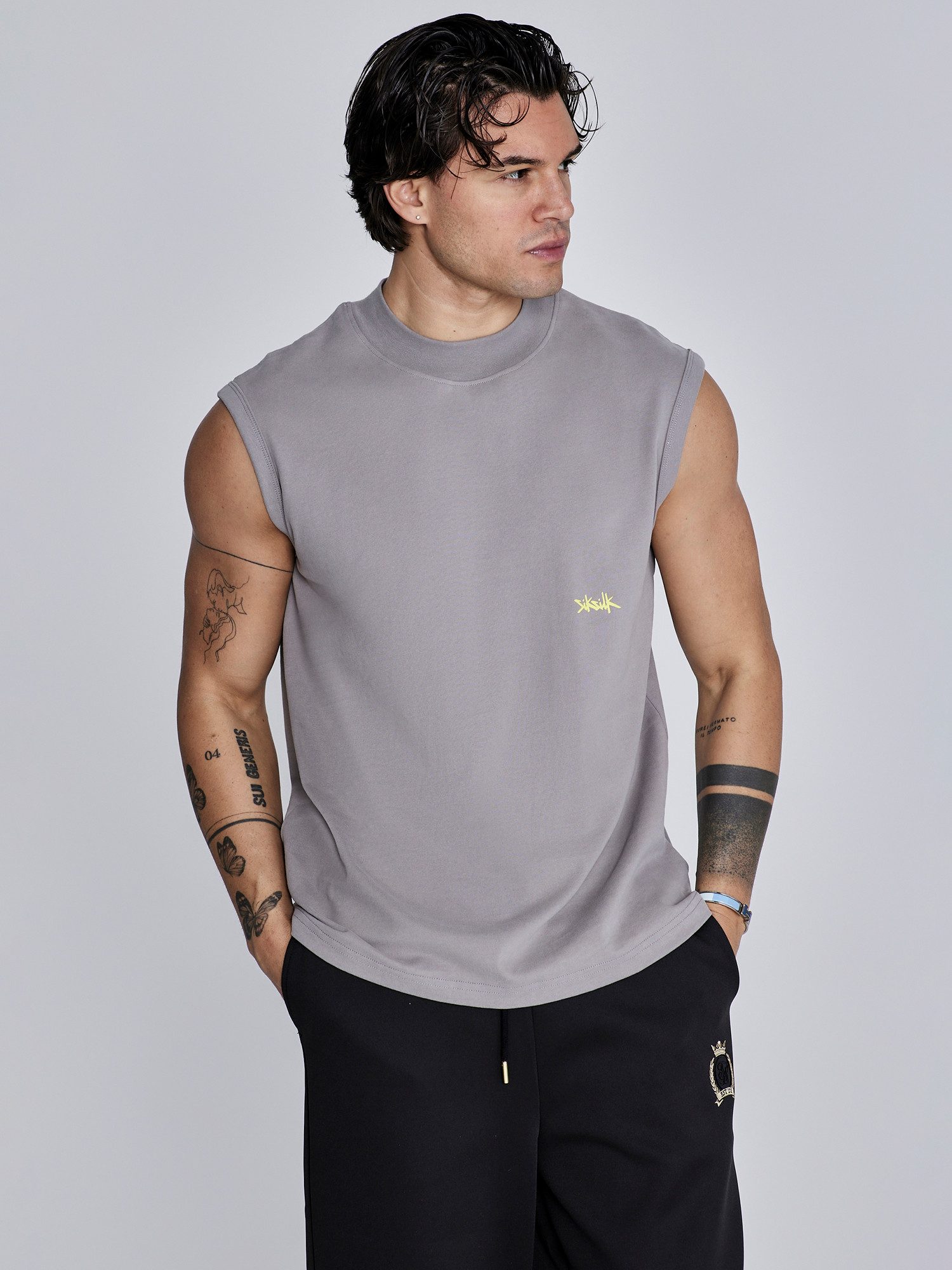Siksilk Tanktop SikSilk Herren Grau Gelb günstig online kaufen