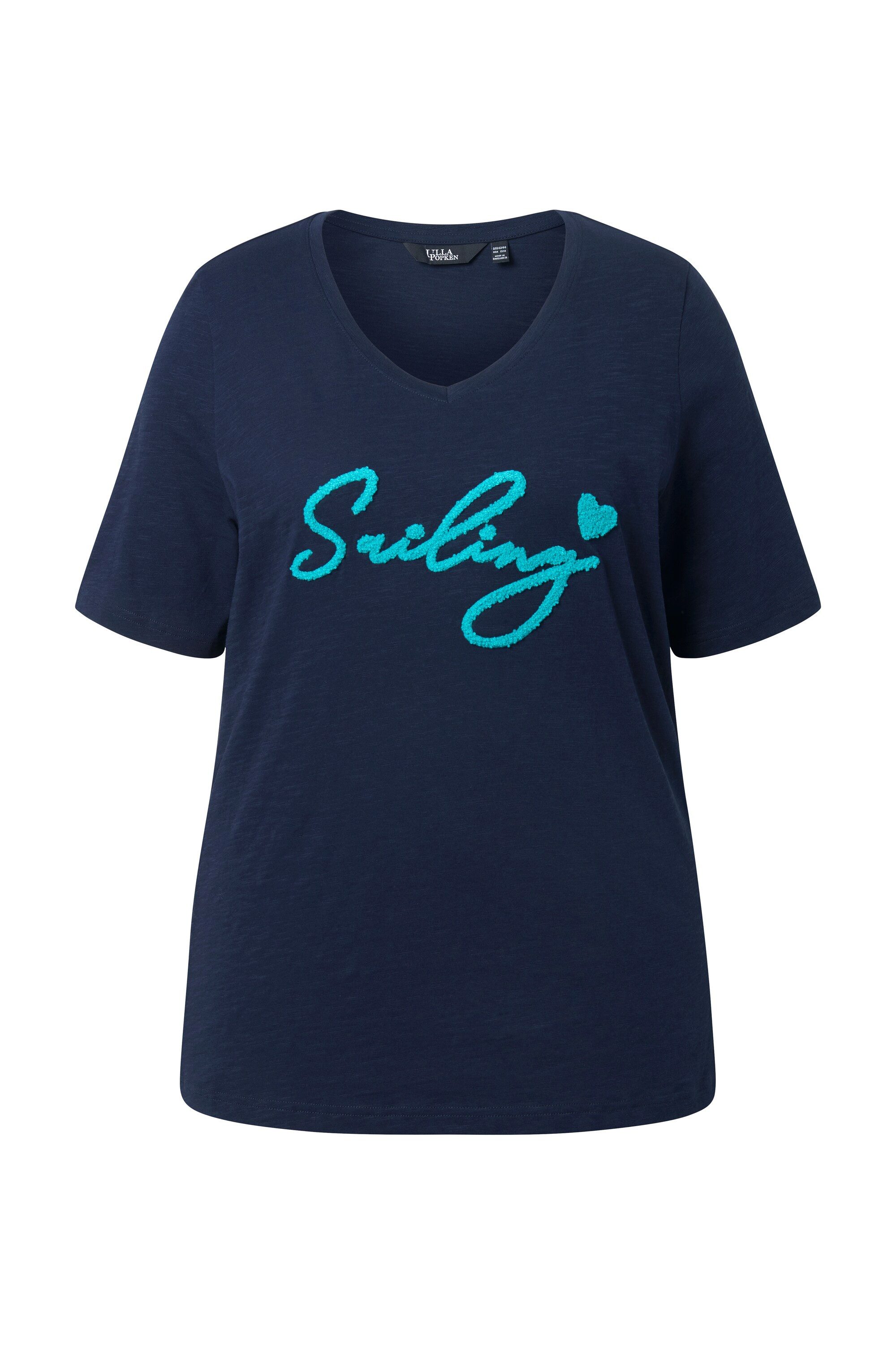 Ulla Popken T-Shirt T-Shirt Sailing Classic V-Ausschnitt Halbarm