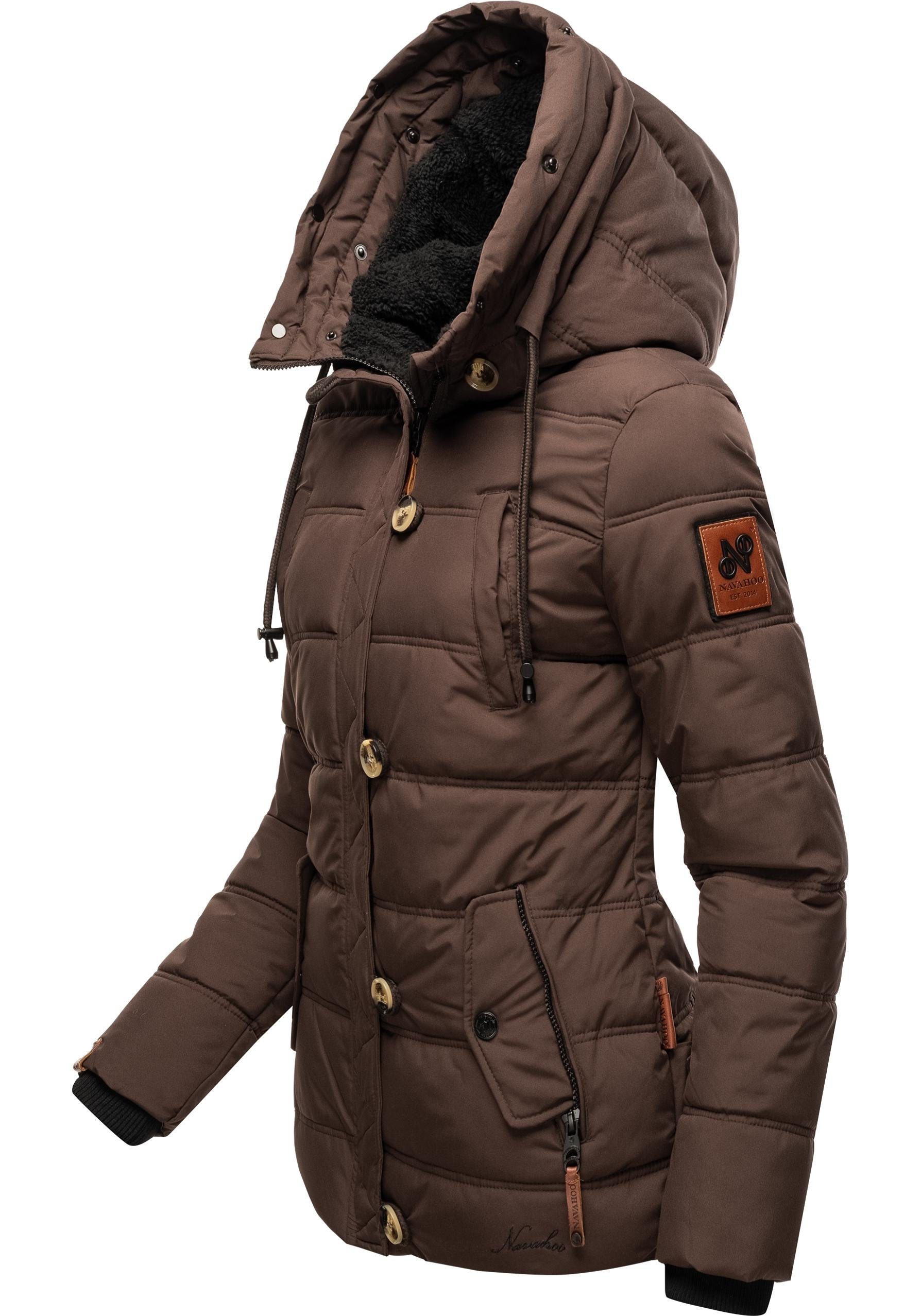 dunkelbraun Kunstpelz stylische Navahoo mit Winterjacke Steppjacke Kapuze Zoja