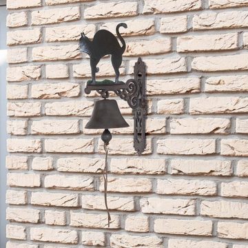 Moritz Gartenfigur Glocke Katze mit Buckel, (Wandglocke), Gusseisen Türglocke Wandglocke Glocke Klingel Gong Antik Landhaus
