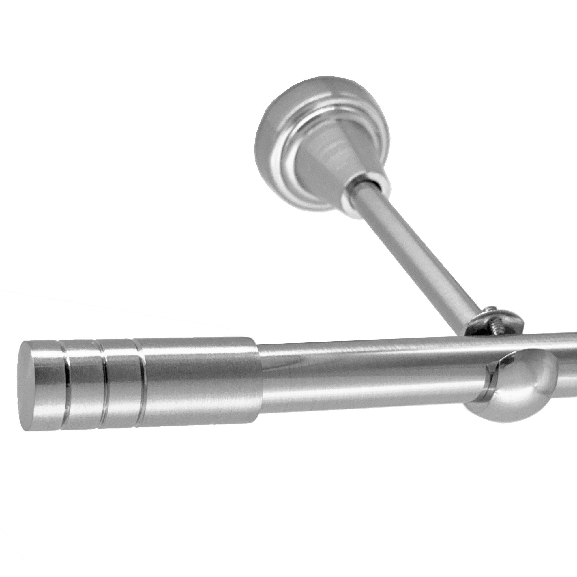BASIT Gardinenstange Rohr Edelstahloptik 16 mm mit Wandträgern 120 cm E28, günstig online kaufen