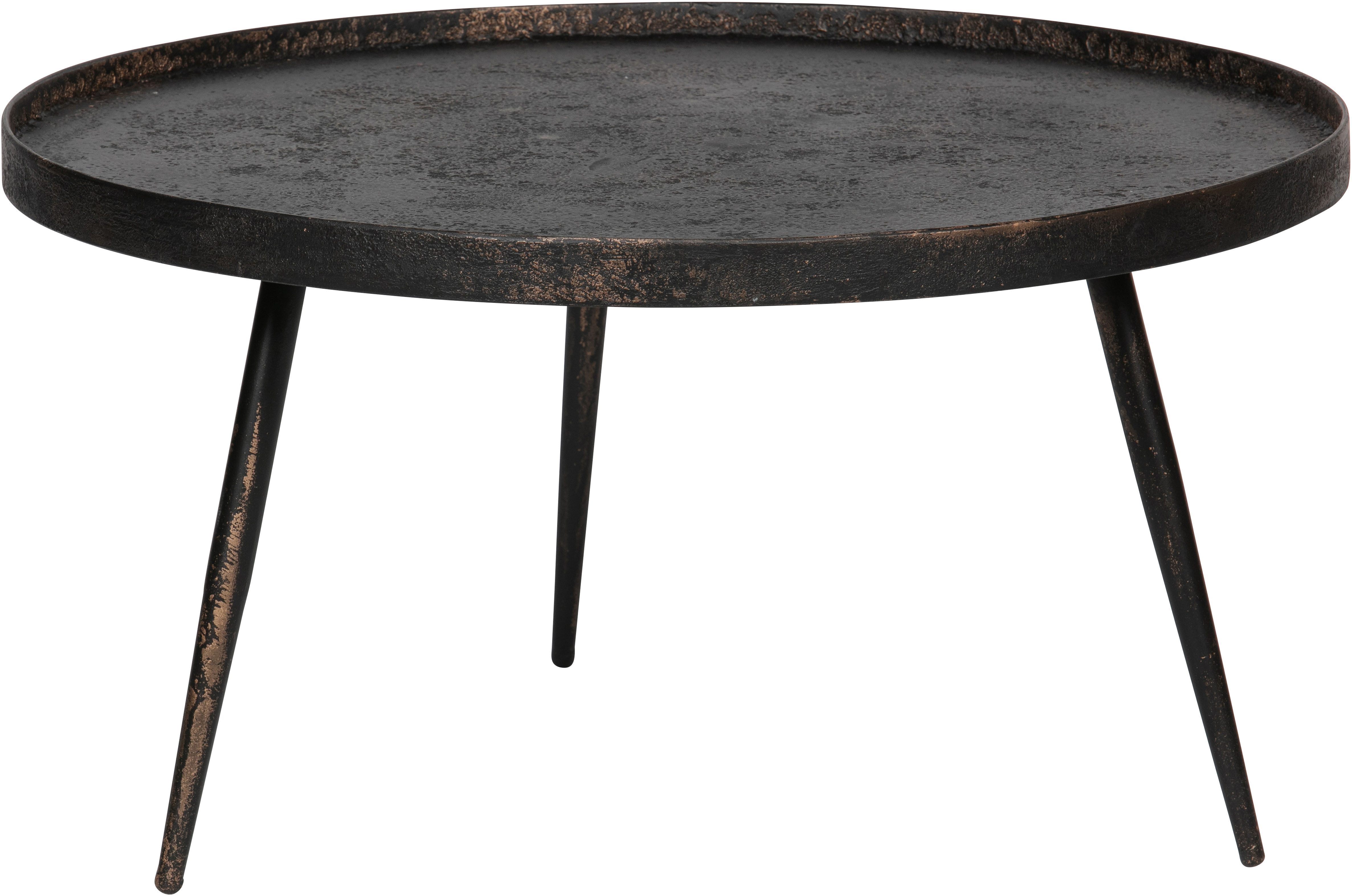 WOOOD Beistelltisch Bounds breiter Ausführung mit Multiplex-Zinkbeschichtung Ø 76 x 40 cm, 4 cm Randerhöhung, Metallbeine Höhe 36 cm, Tragkraft 20 kg