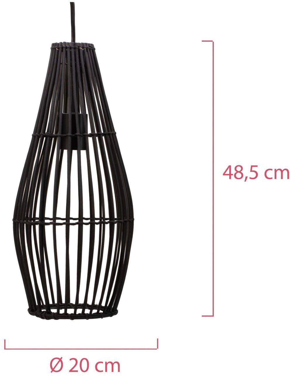 Pauleen Pendelleuchte Timber Love Rattan/Metall, ohne 230V Leuchtmittel, Schwarz max20W E27