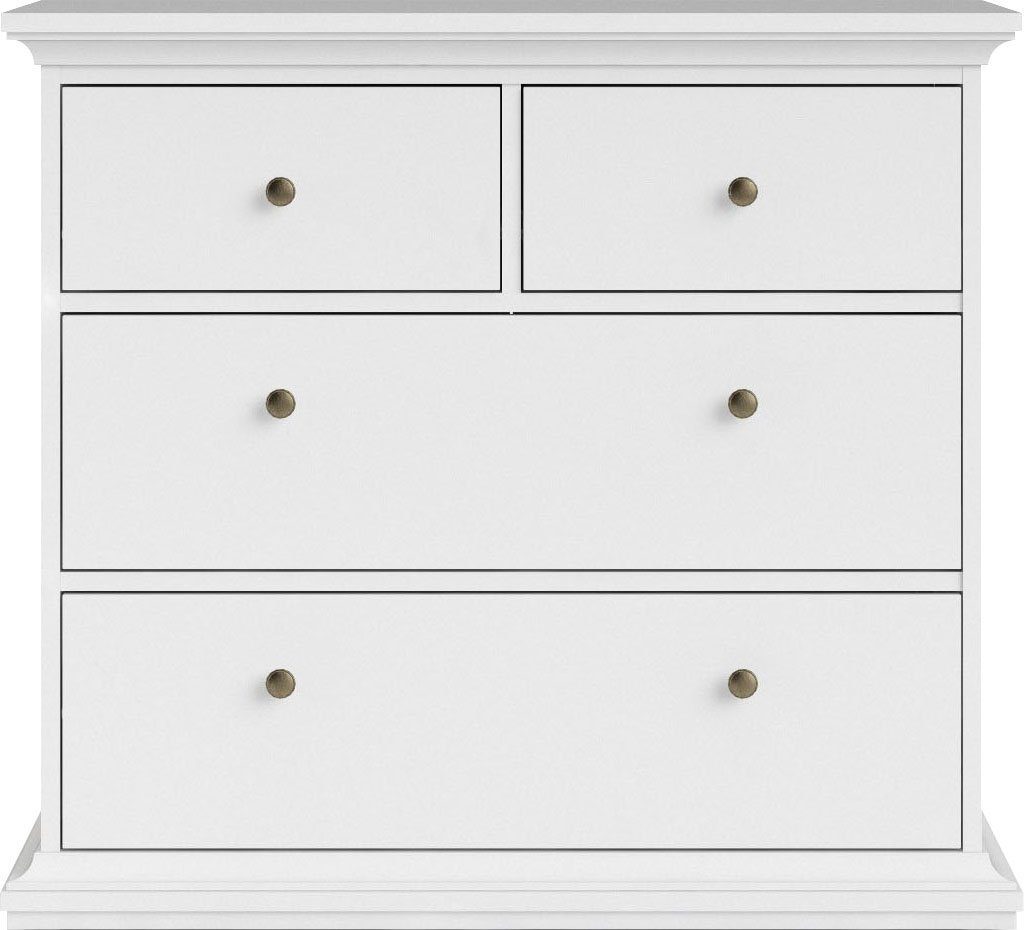 Home affaire Kommode Paris - mit 4 Schubladen im eleganten Landhauslook (96 x87x49 cm), Vier geräumige Schubladen für praktische Aufbewahrung – Bild 3 von 5
