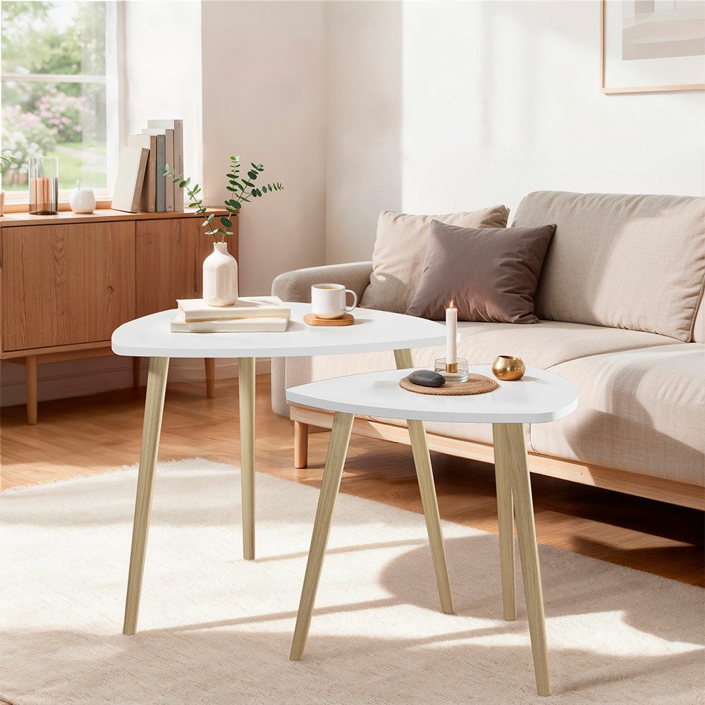 Vicco Couchtisch Twino, Weiß/Sonoma, 60 x 50 cm 2er Set (1-St)