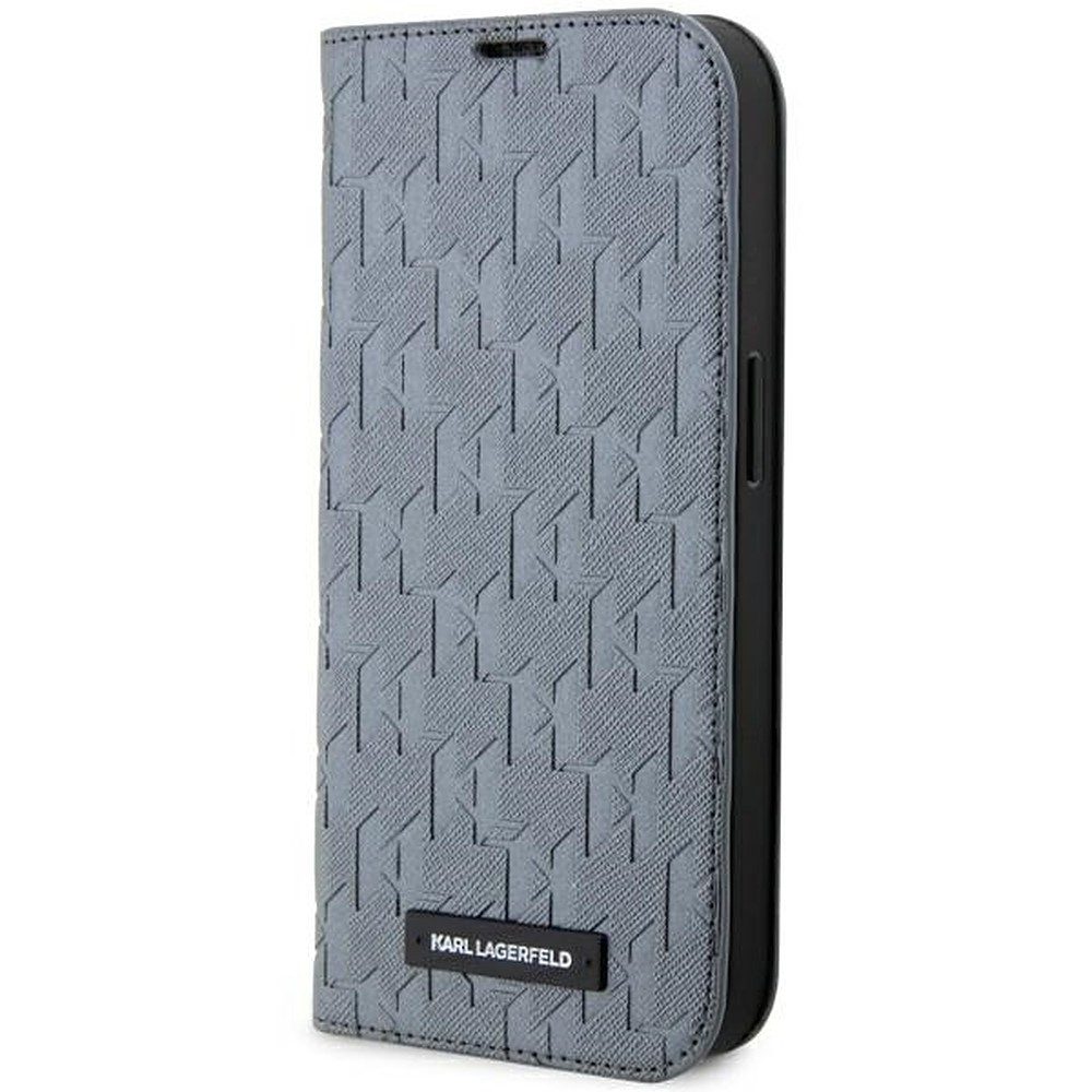 KARL LAGERFELD Handyhülle Klapphülle Handytasche Schutzetui 6,7", 3 Kartenfächer, Standfunktion, Saffiano-Prägung