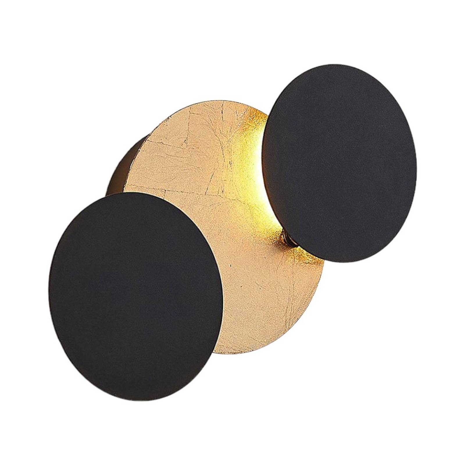 Lindby LED Wandleuchte Grazyna, LED-Leuchtmittel fest verbaut, warmweiß, Modern, Metall, Schwarz, gold, inkl. Leuchtmittel, Wandstrahler