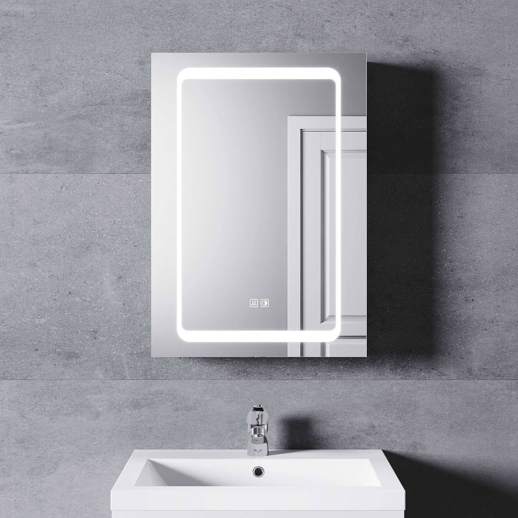 SONNI Badezimmerspiegelschrank Spiegelschrank Aluminum bad mit beleuchtung günstig online kaufen