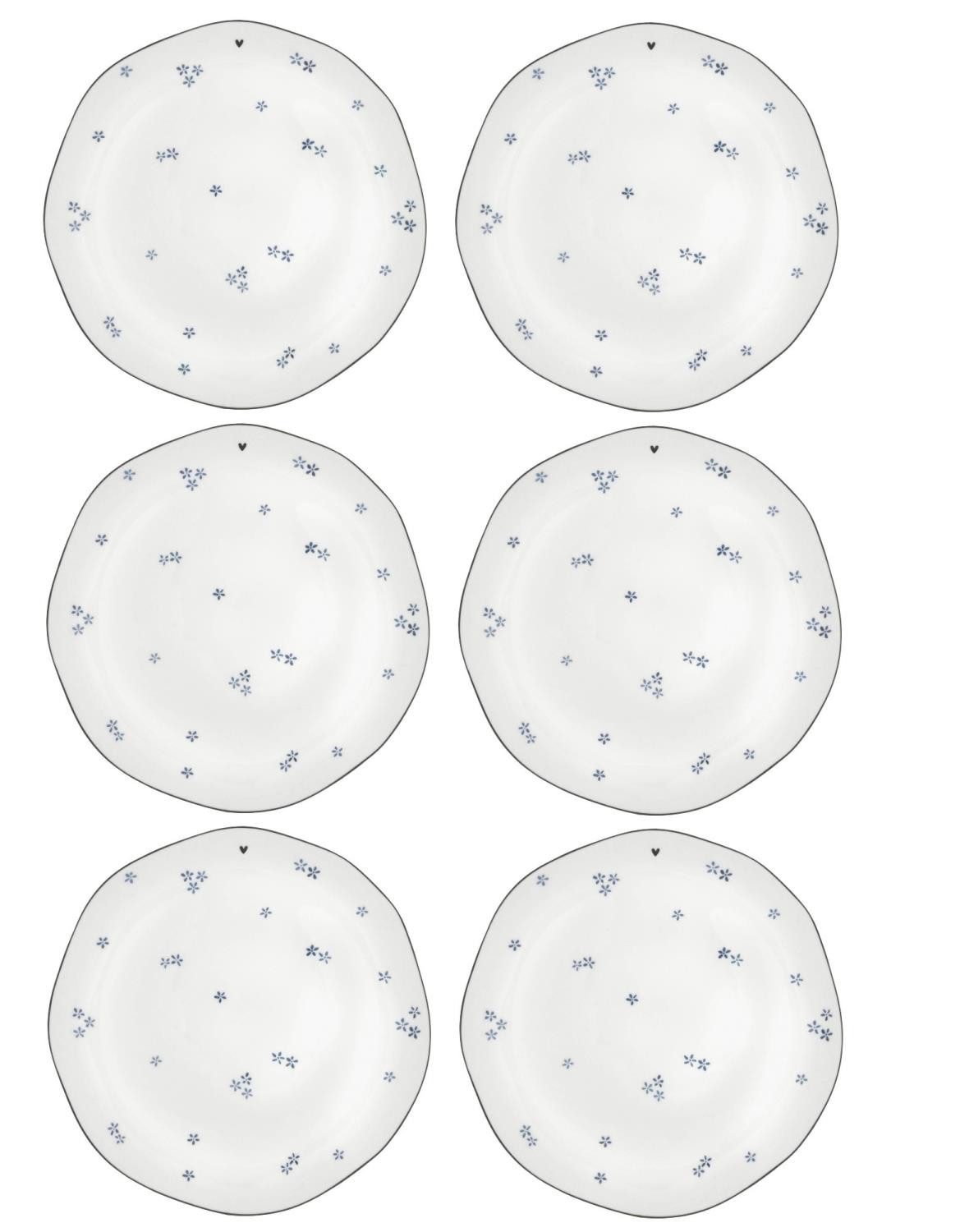 Bastion Collections Frühstücksteller Iris Blue, Spülmaschinengeeignet, Weiß, Motiv: Daisies