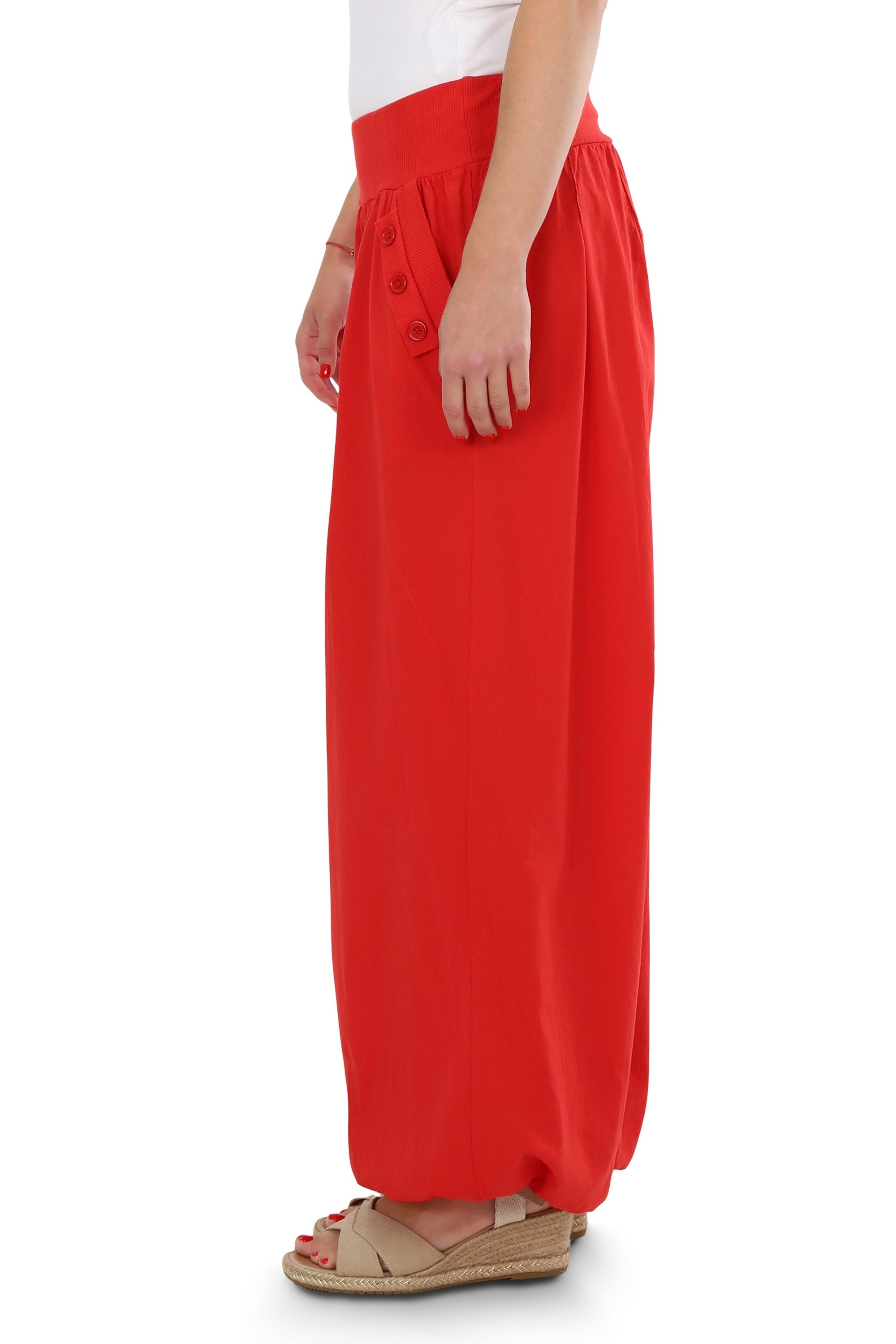 malito more than fashion Haremshose malito Damen Pumphose mit Zierknöpfen 23245P Sommer Aladinhose Freizeithose locker & lässig Einheitsgröße